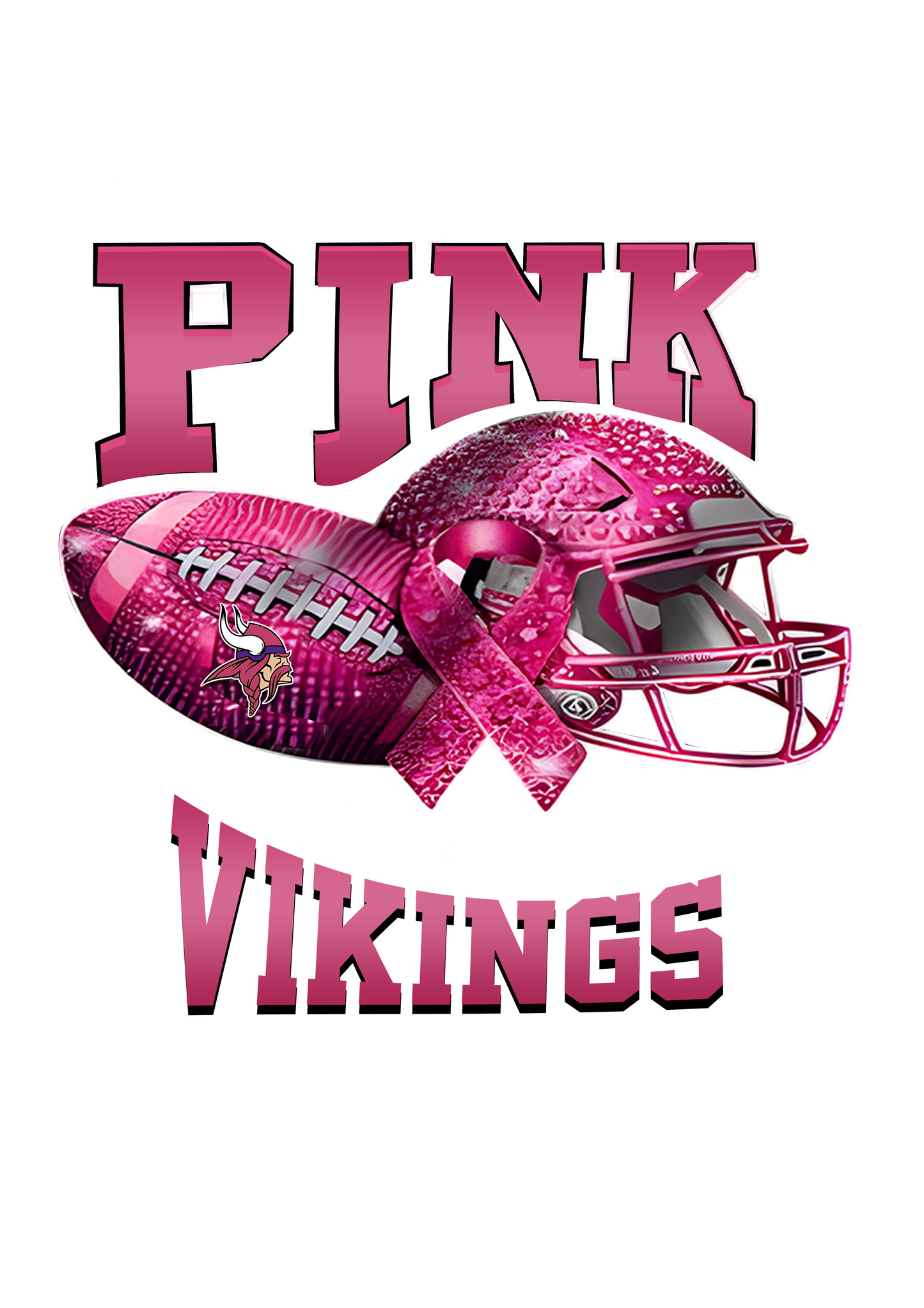 DTF Transfer • Minnesota Football • October Pink Out Rhinestone + Helmet & Football