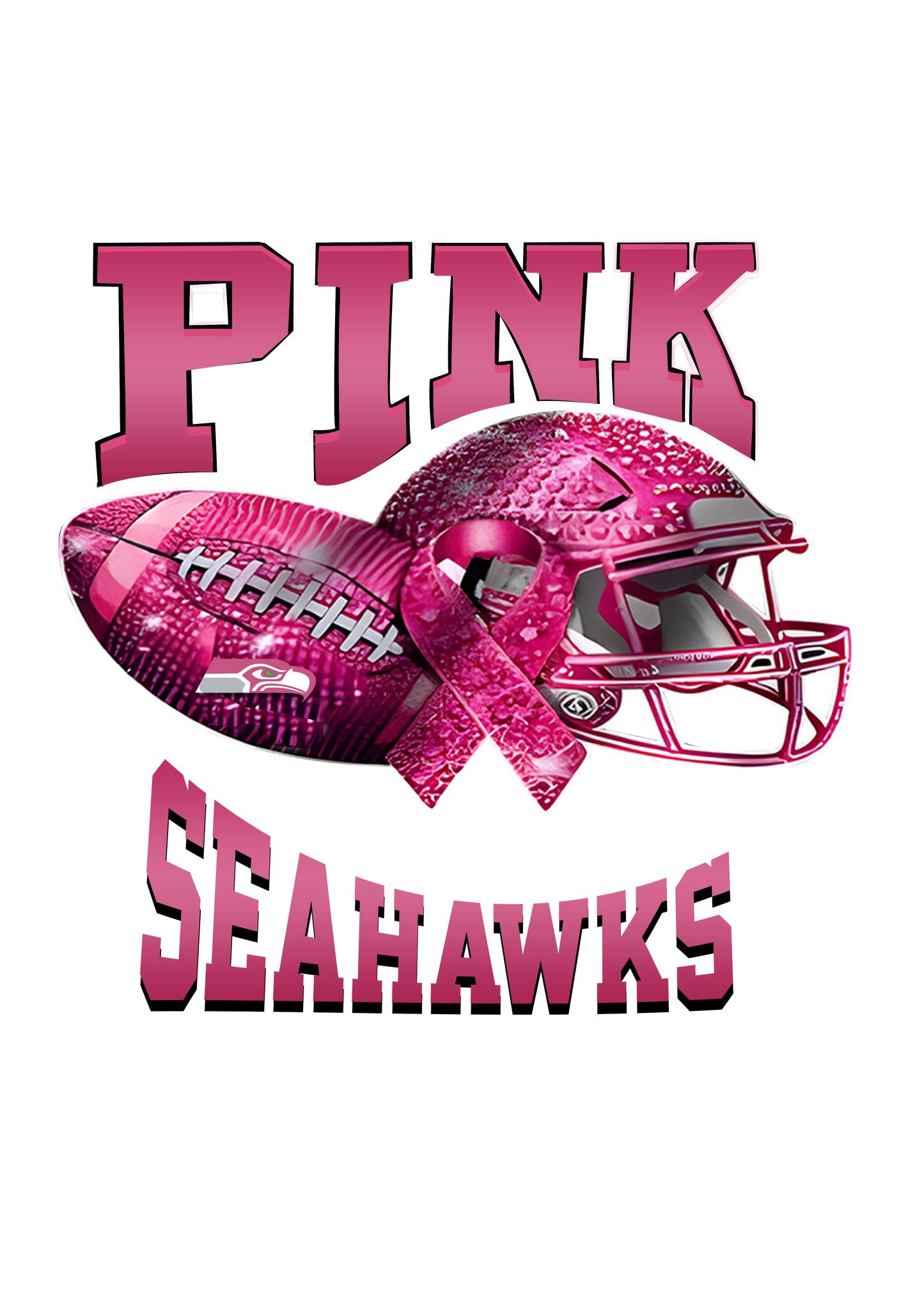 DTF Transfer • Seattle Football • October Pink Out Rhinestone + Helmet & Football