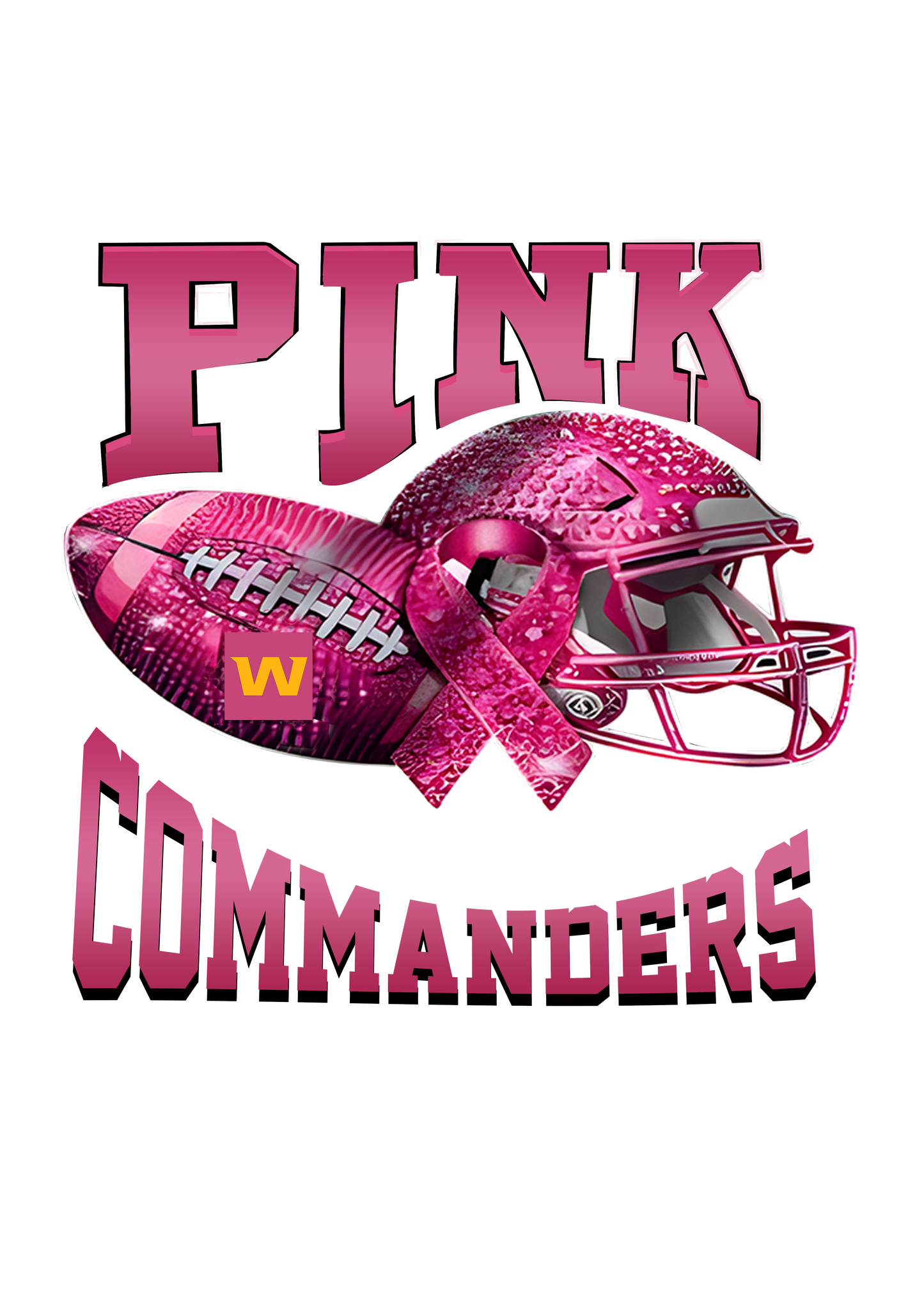 DTF Transfer • Washington Football • October Pink Out Rhinestone + Helmet & Football