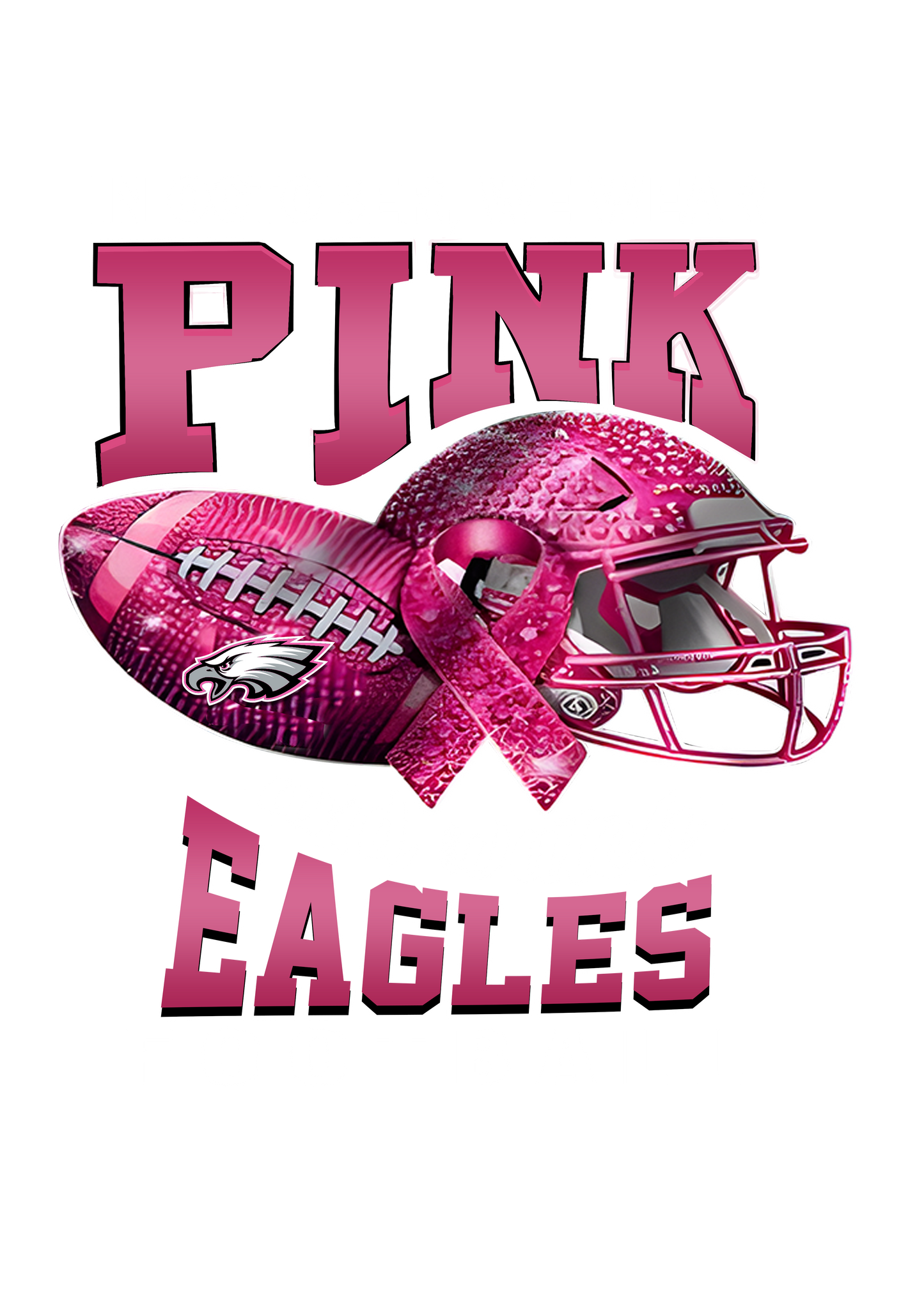 DTF Transfer • Philadelphia Football • October Pink Out Rhinestone + Helmet & Football
