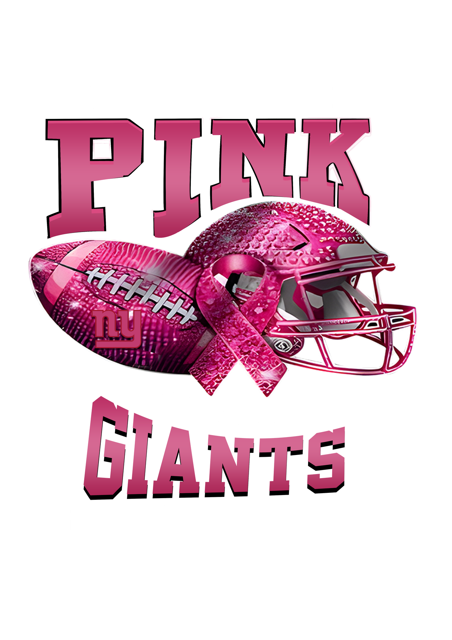 DTF Transfer • Giants Football • October Pink Out Rhinestone + Helmet & Football