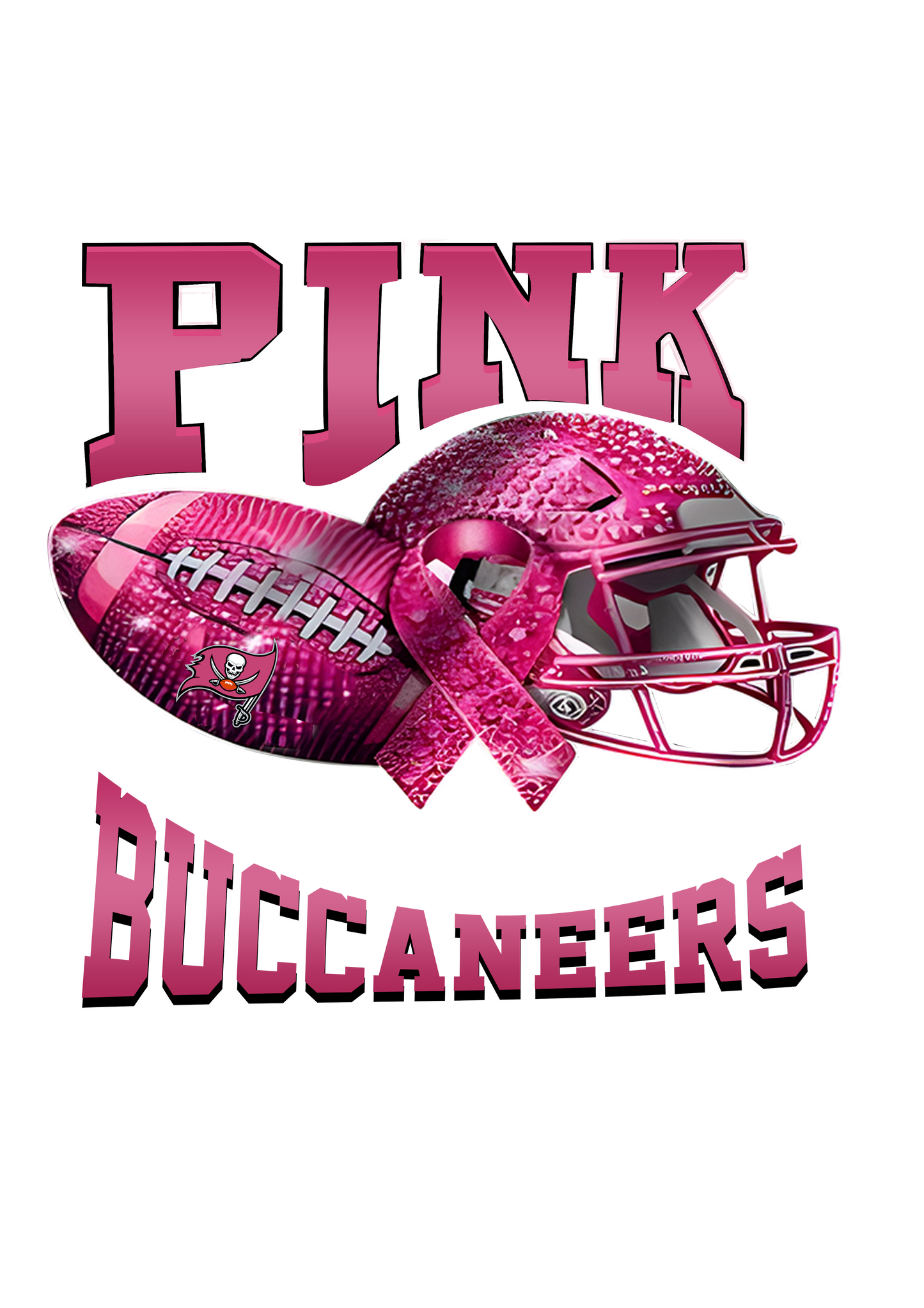 DTF Transfer • Tampa Bay Football • October Pink Out Rhinestone + Helmet & Football