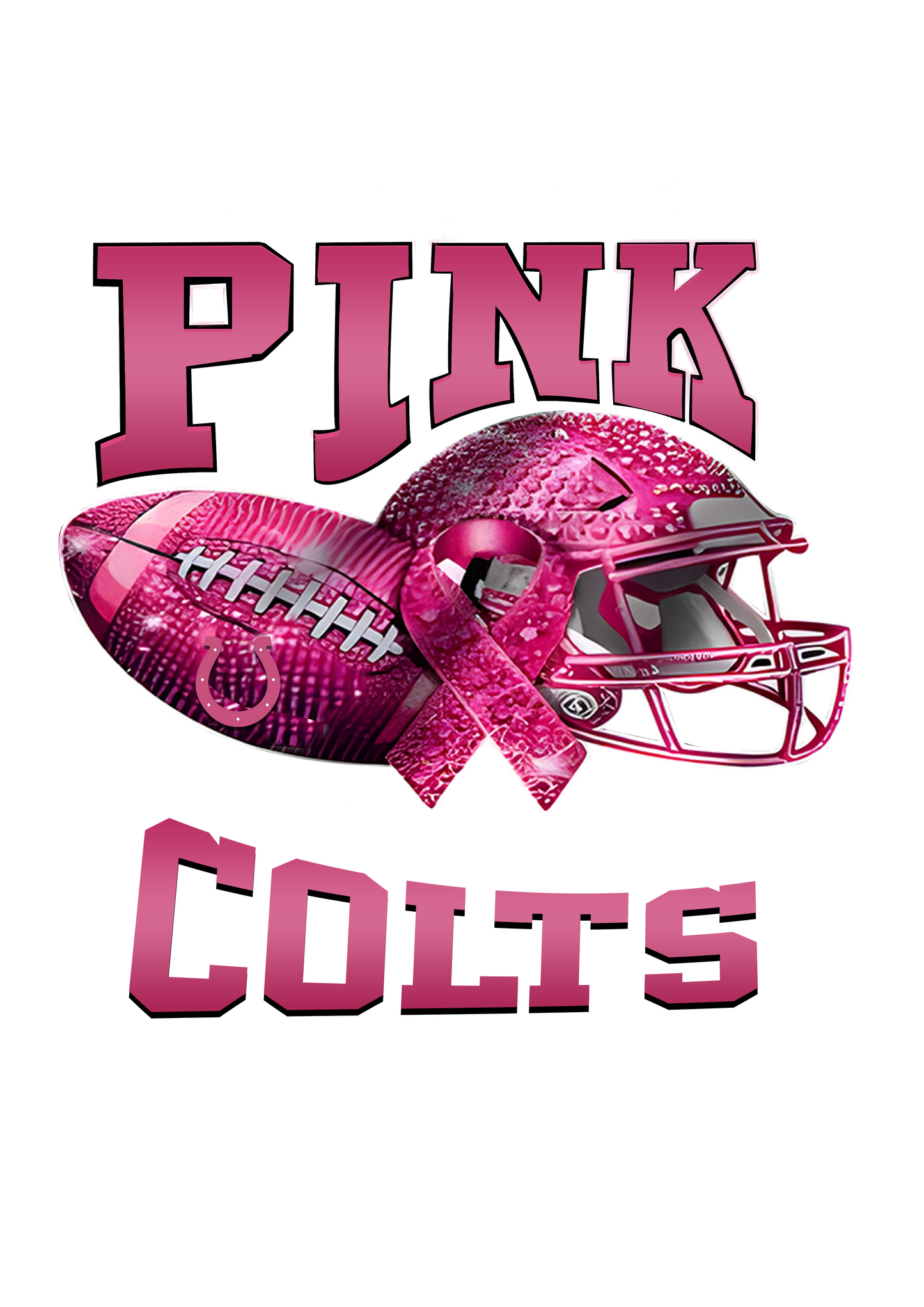 DTF Transfer • Indianapolis Football • October Pink Out Rhinestone + Helmet & Football