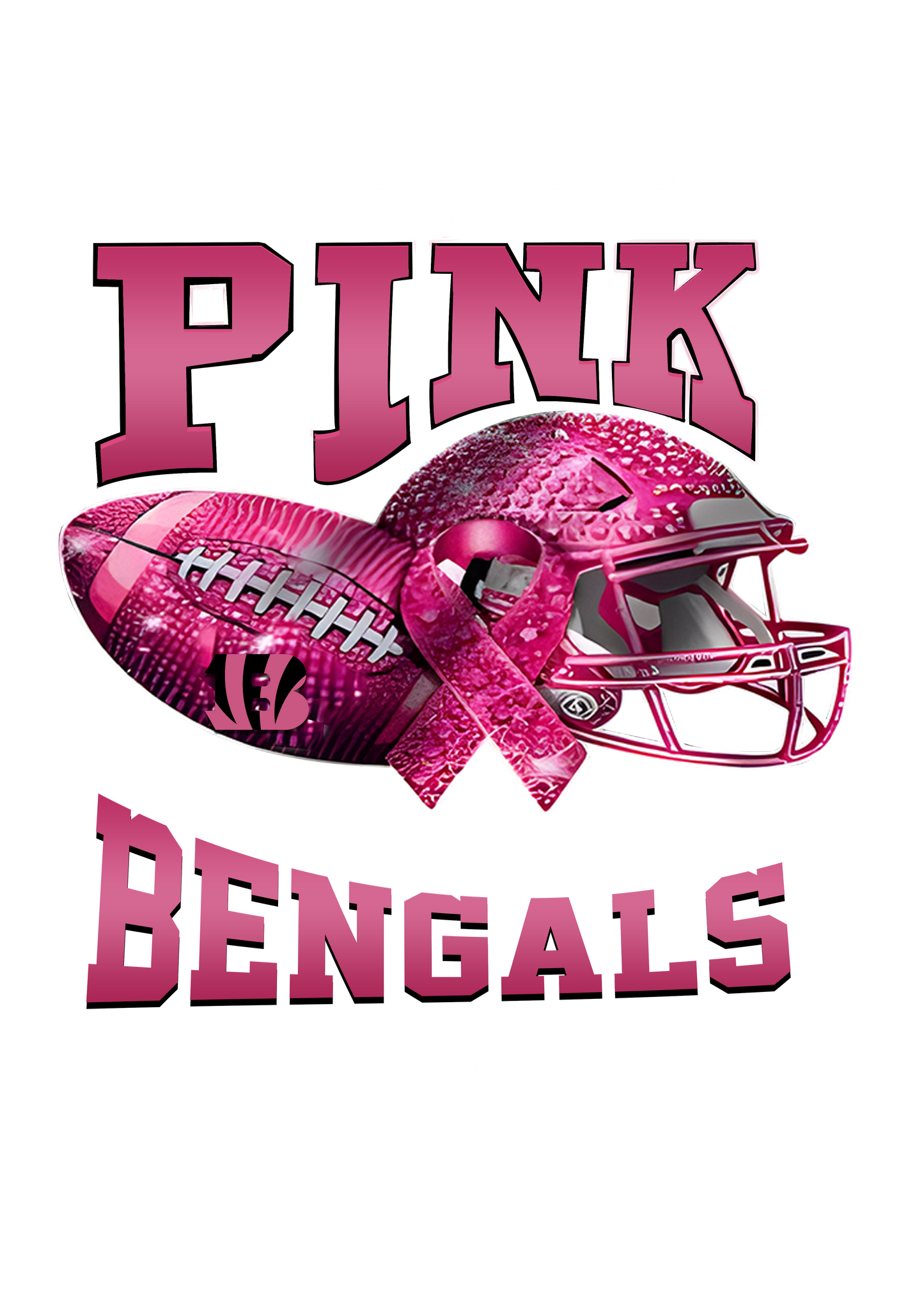 DTF Transfer • Cincinnati Football • October Pink Out Rhinestone + Helmet & Football