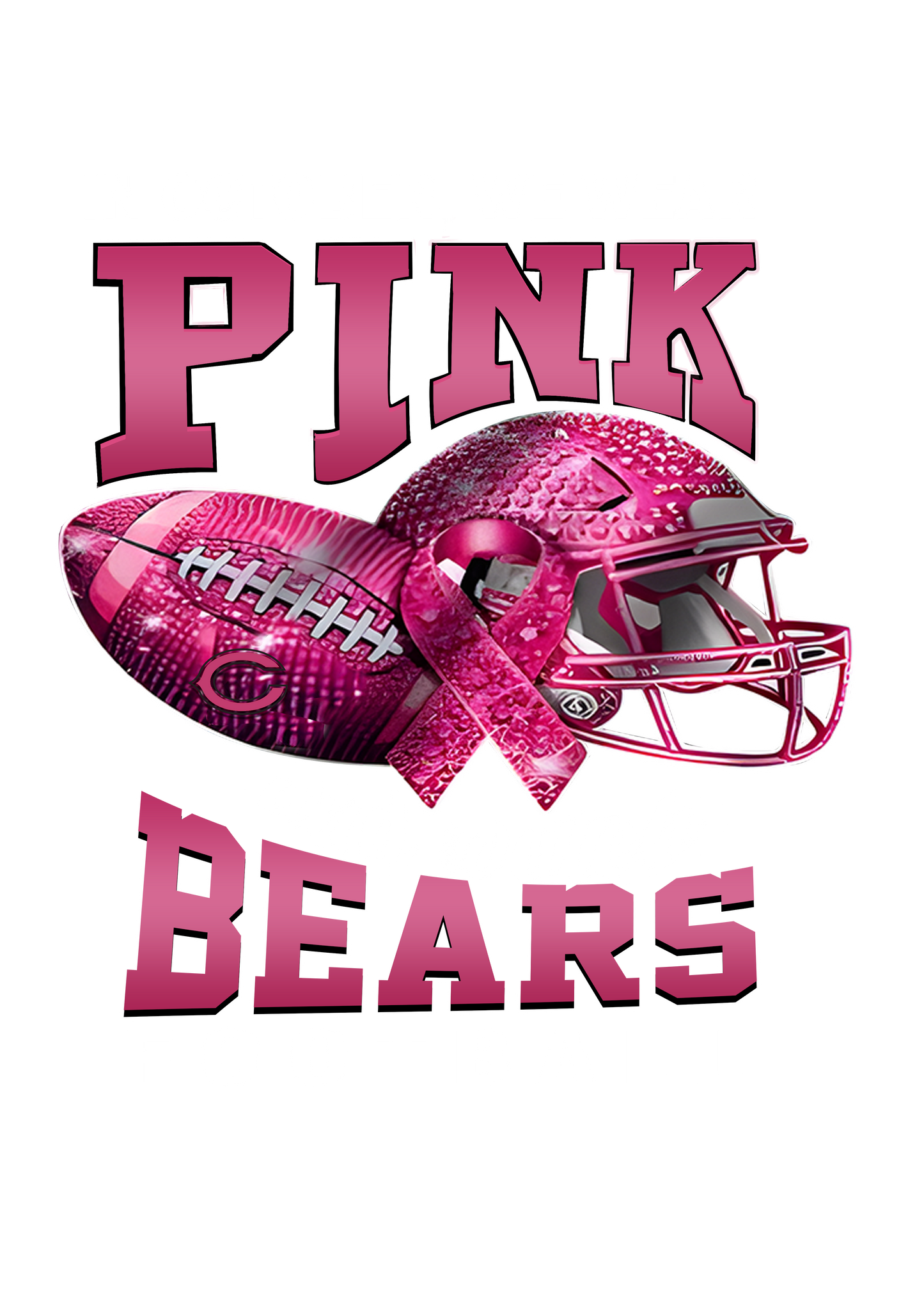 DTF Transfer • Chicago Football • October Pink Out Rhinestone + Helmet & Football