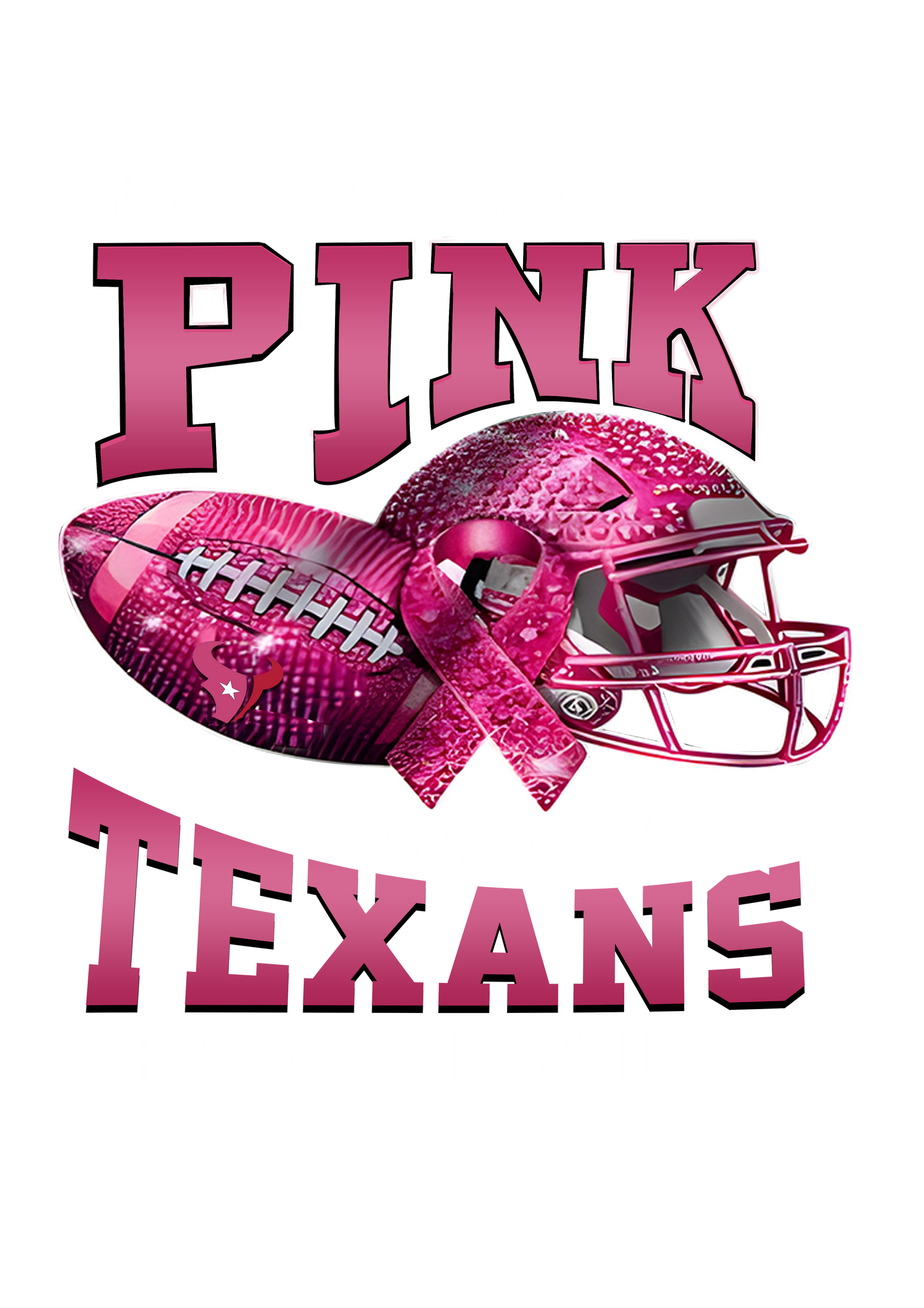 DTF Transfer • Houston Football • October Pink Out Rhinestone + Helmet & Football