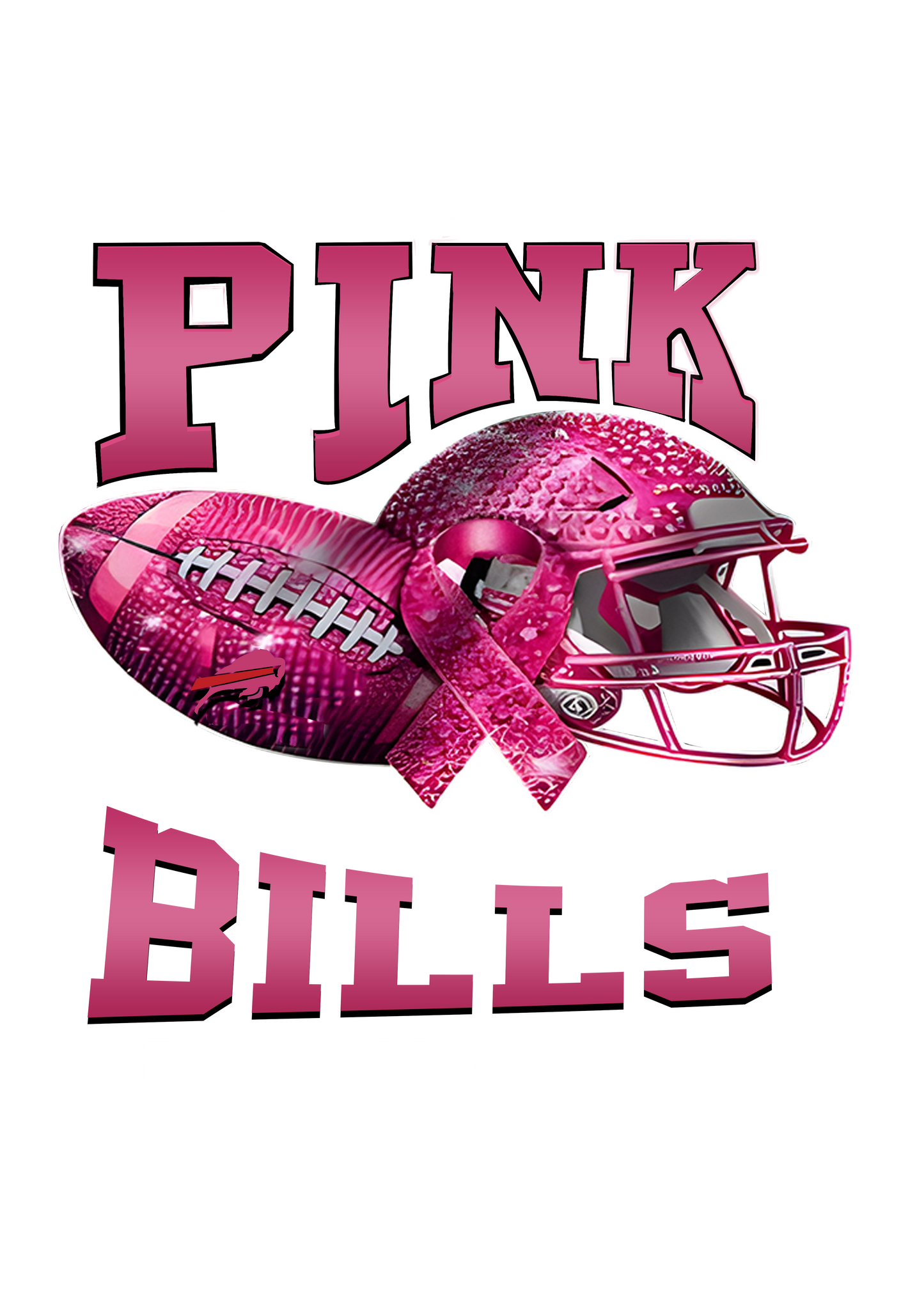 DTF Transfer • Buffalo Football • October Pink Out Rhinestone + Helmet & Football