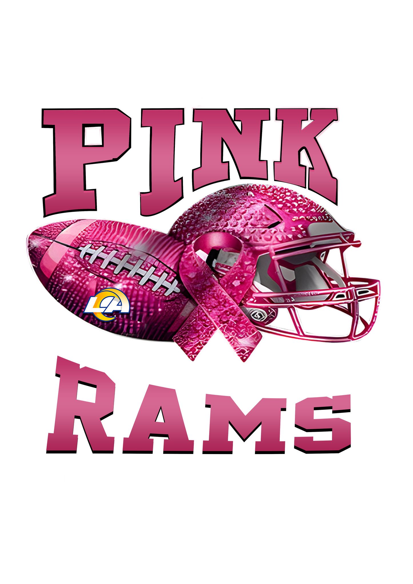 DTF Transfer • Rams Football • October Pink Out Rhinestone + Helmet & Football