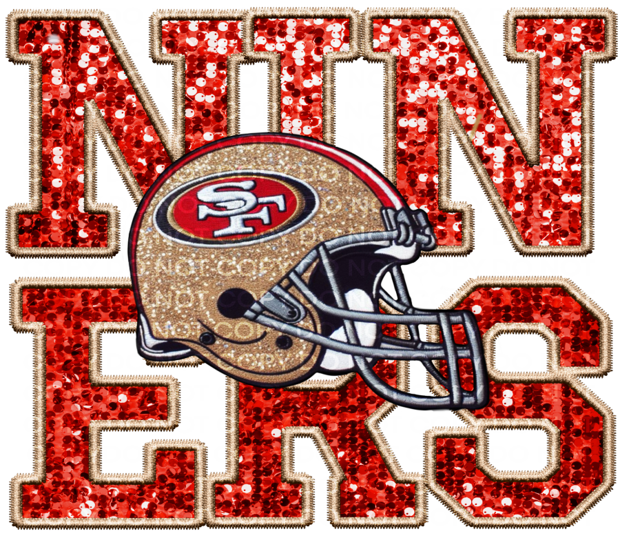 DTF Transfer • San Francisco Football • Sequin Letters & Helmet
