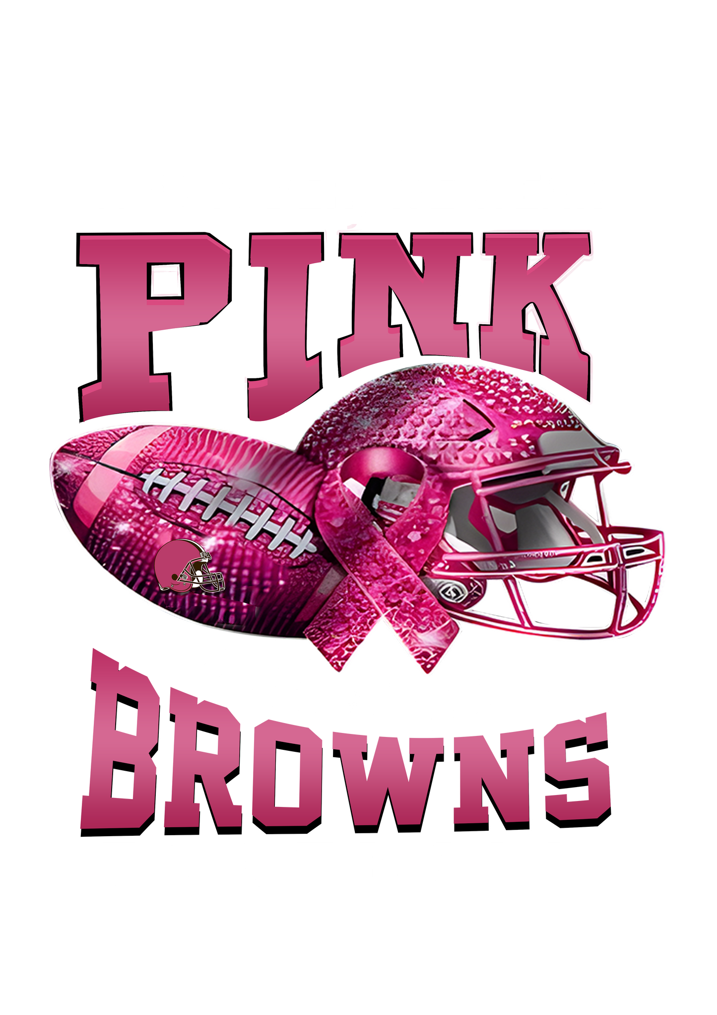 DTF Transfer • Cleveland Football • October Pink Out Rhinestone + Helmet & Football