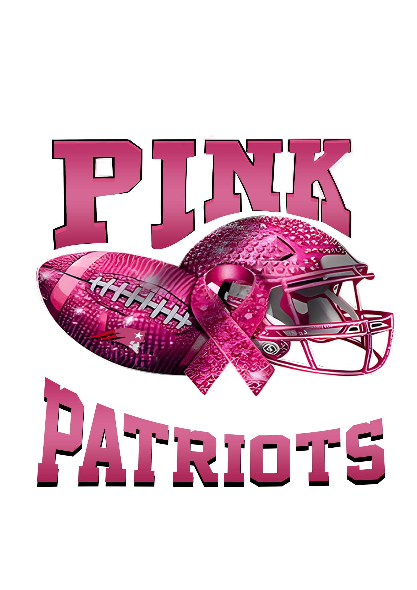 DTF Transfer • Patriots Football • October Pink Out Rhinestone + Helmet & Football