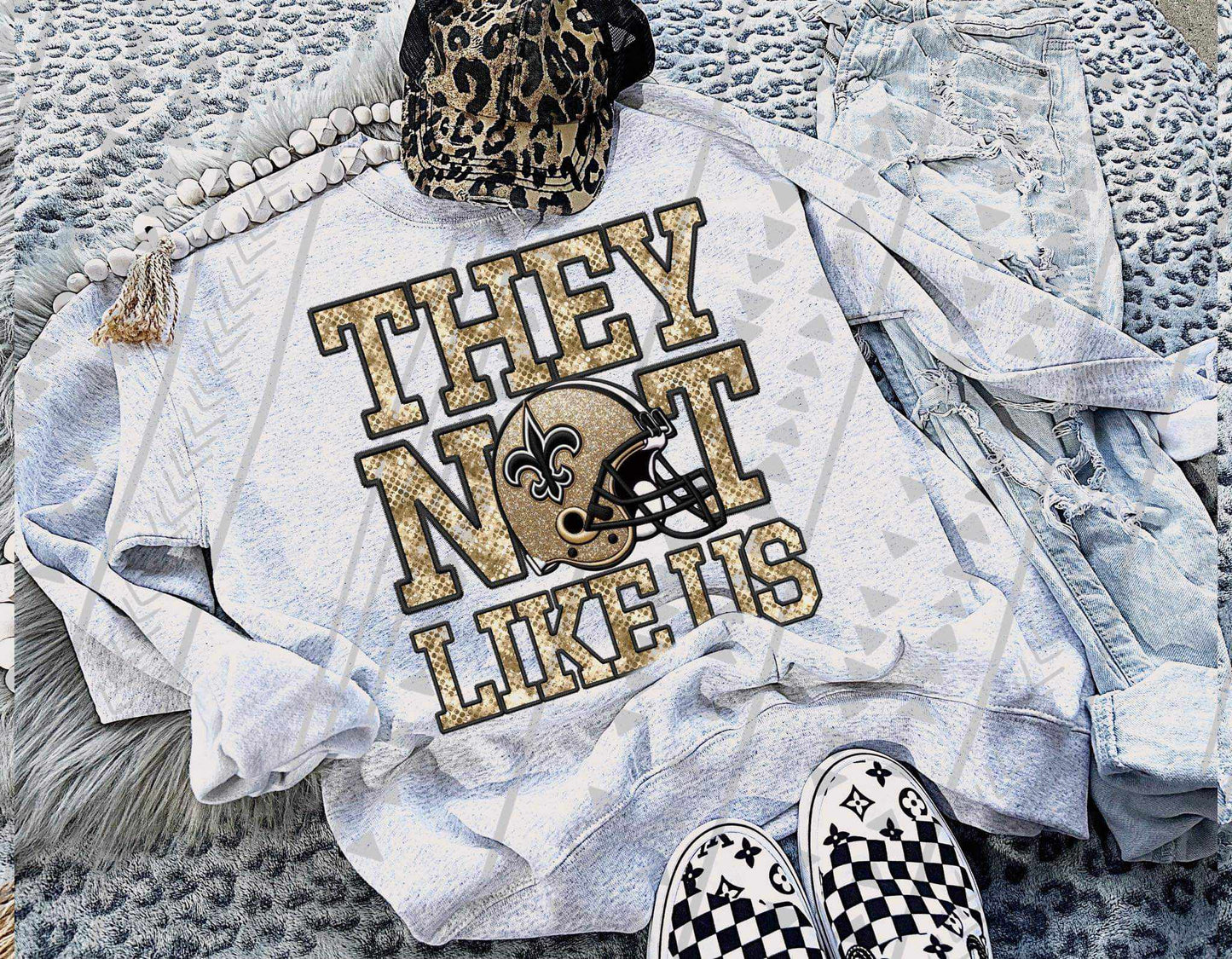 DTF Transfer • New Orleans Football • They Not Like Us (sequins)