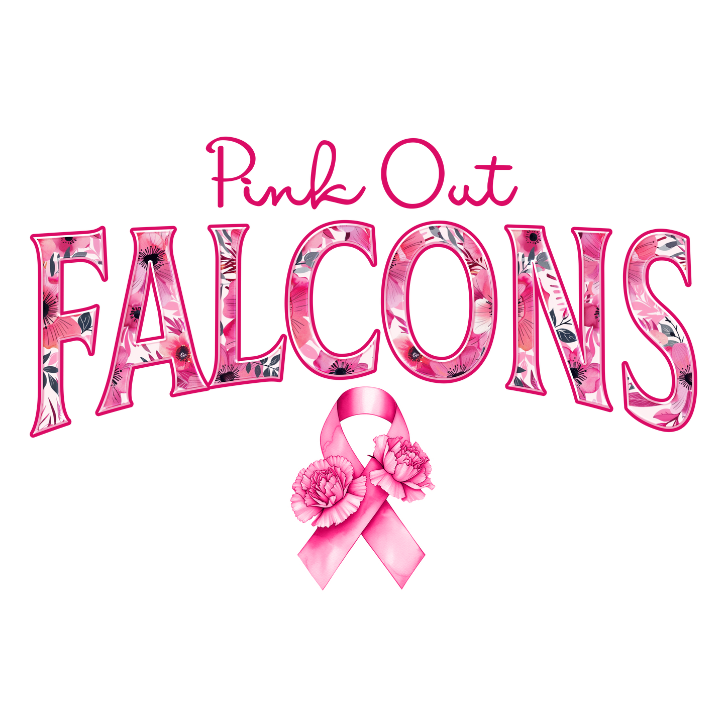 DTF Transfer • Atlanta Football • Pink Out Floral + Ribbon