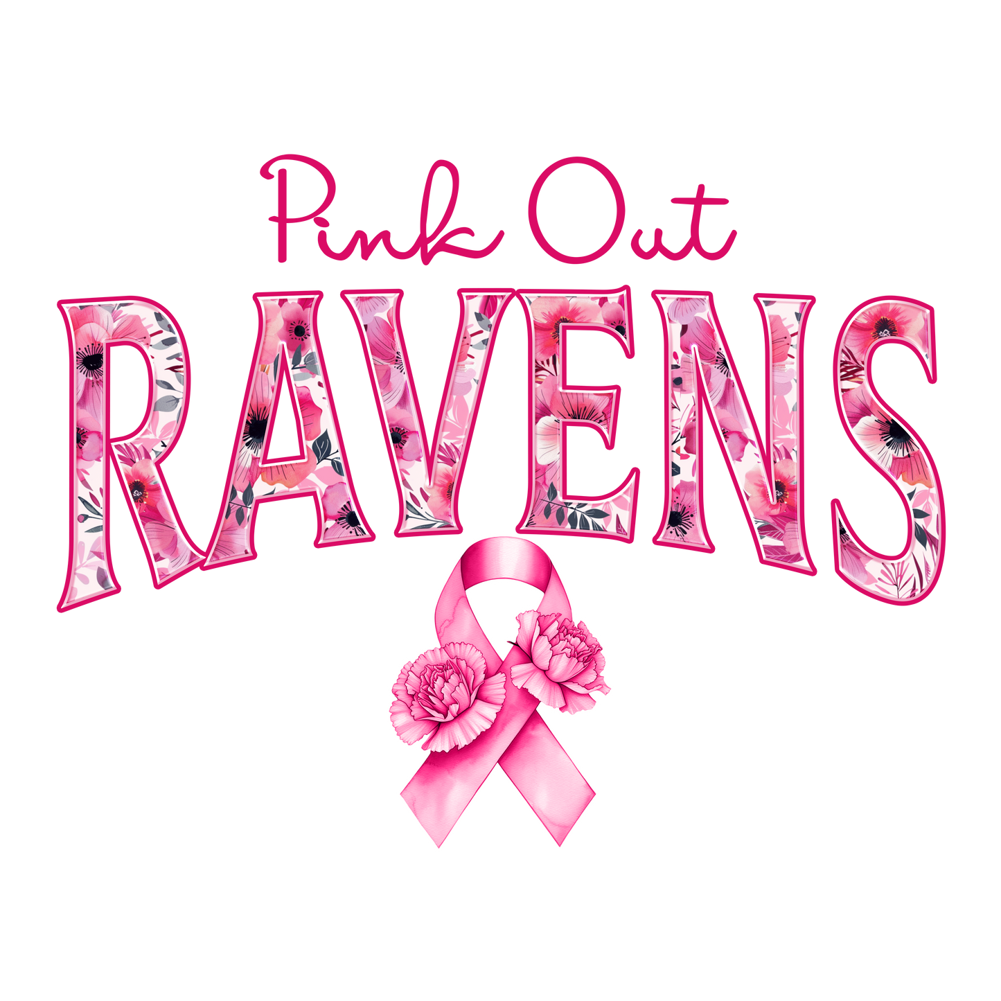 DTF Transfer • Baltimore Football • Pink Out Floral + Ribbon