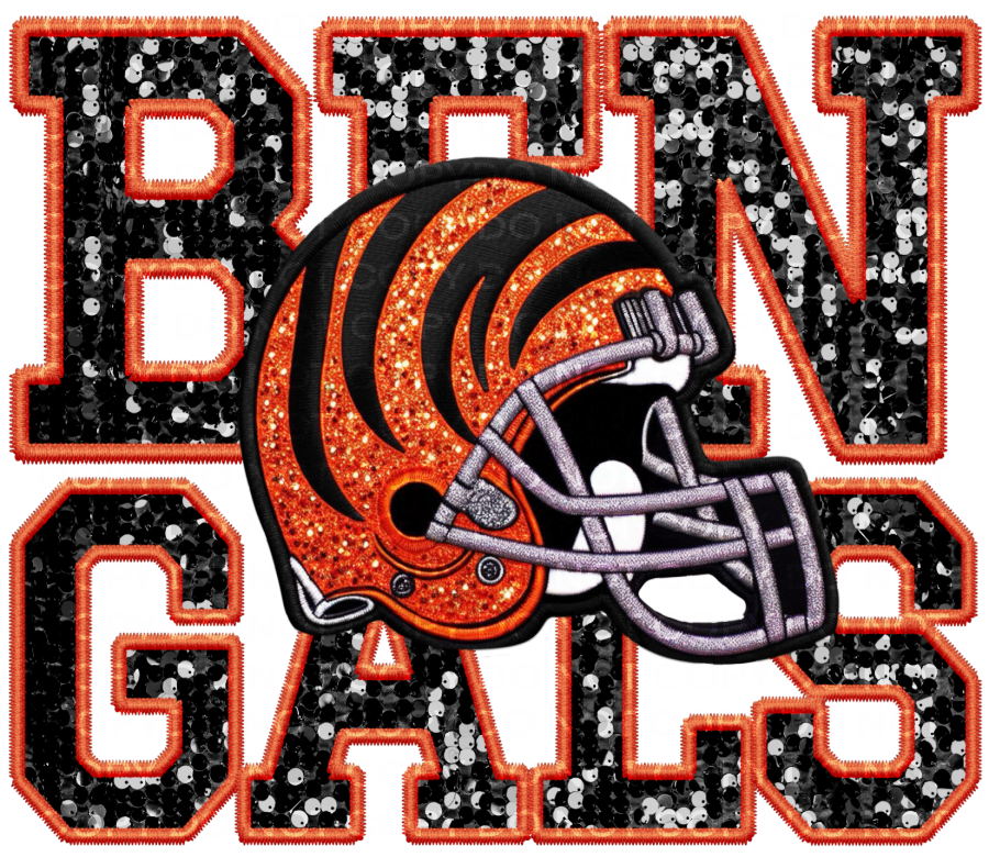 DTF Transfer • Cincinnati Football • Sequin Letters & Helmet