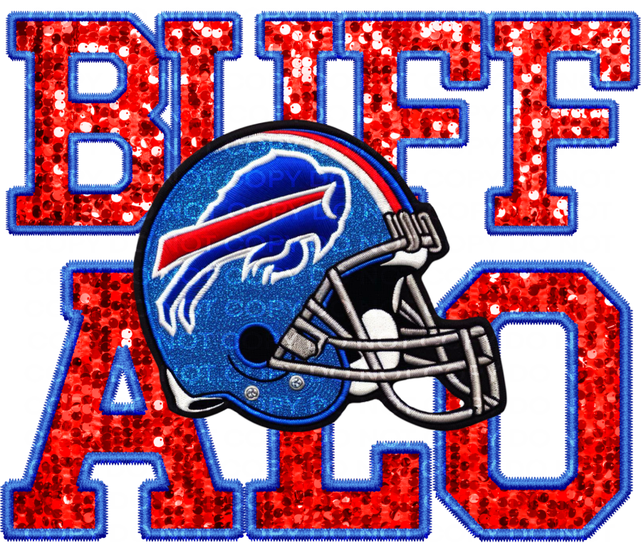 DTF Transfer • Buffalo Football • Sequin Letters & Helmet