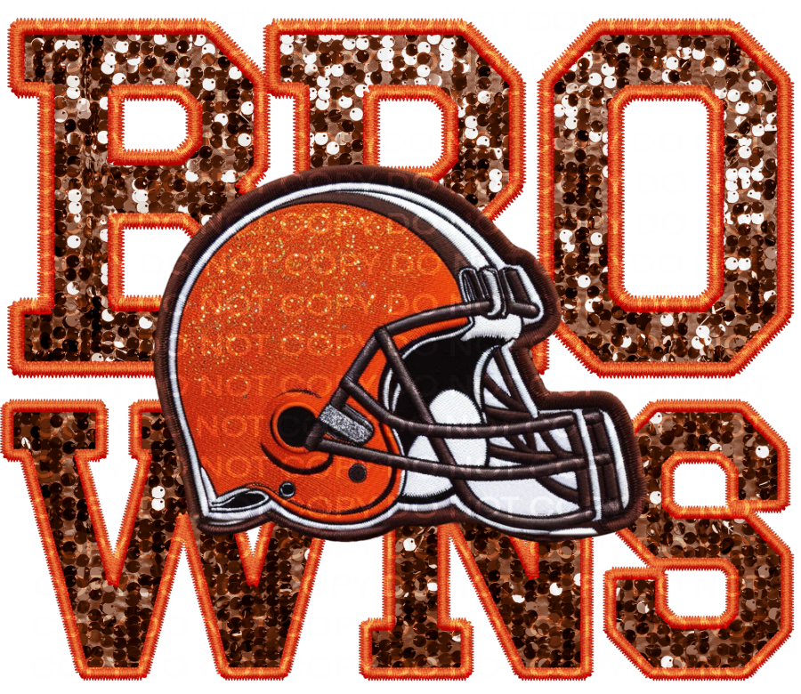 DTF Transfer • Cleveland Football • Sequin Letters & Helmet