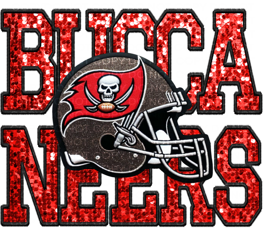 DTF Transfer • Tampa Bay Football • Sequin Letters & Helmet