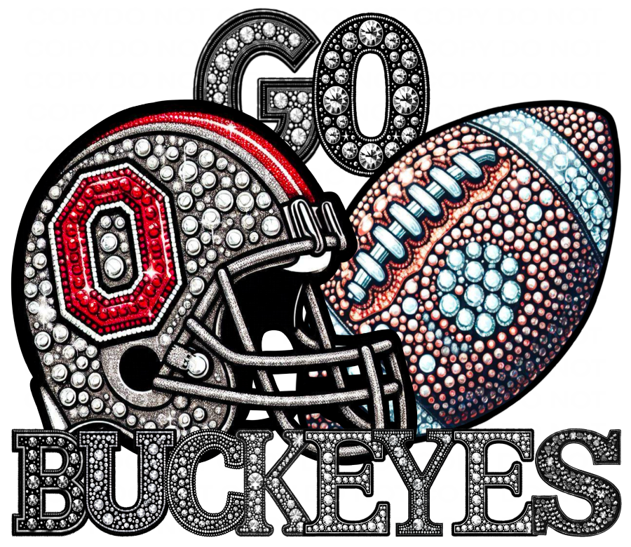 DTF Transfer • Ohio State College Football • Rhinestone Letters (GO) + Helmet & Football