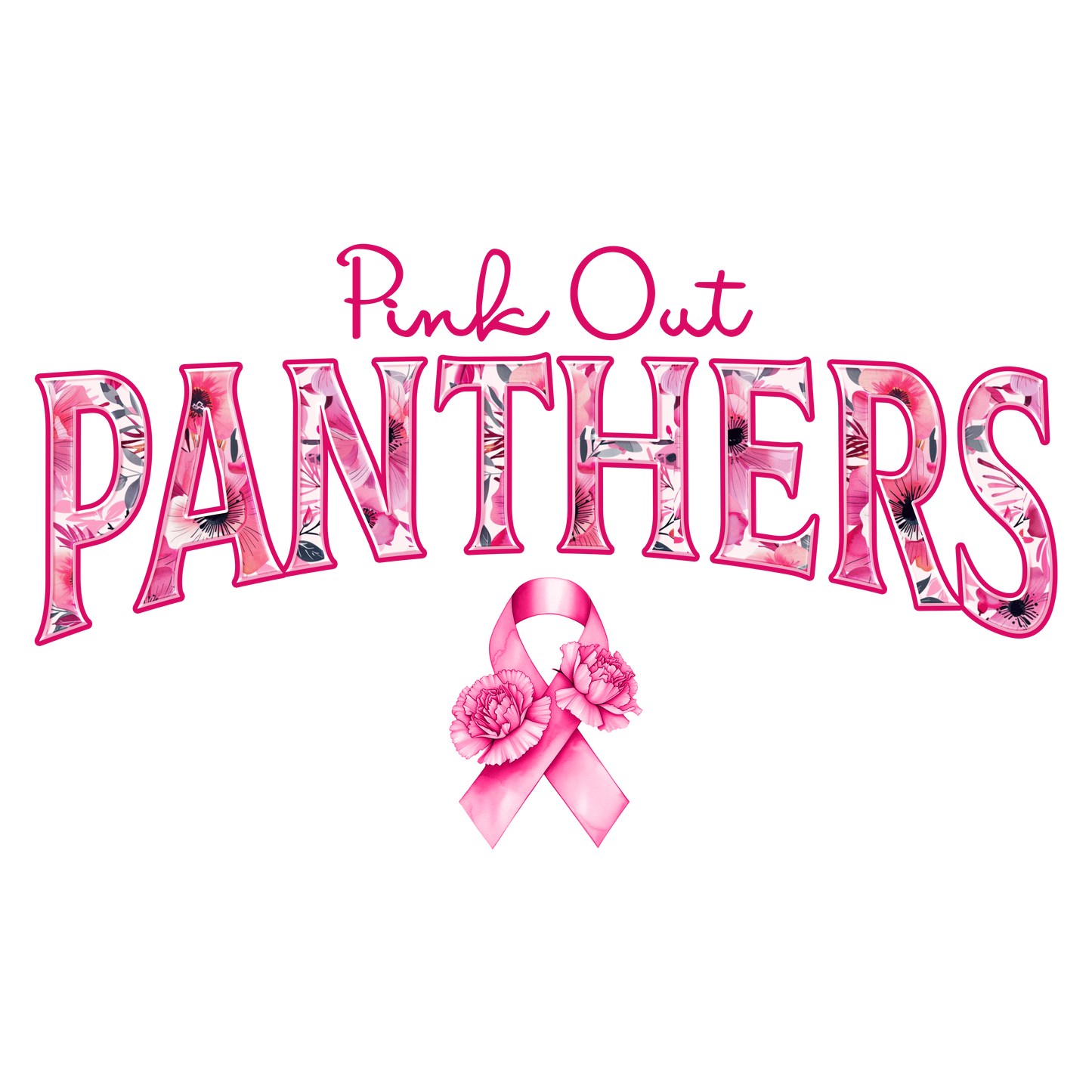 DTF Transfer • Carolina Football • Pink Out Floral + Ribbon