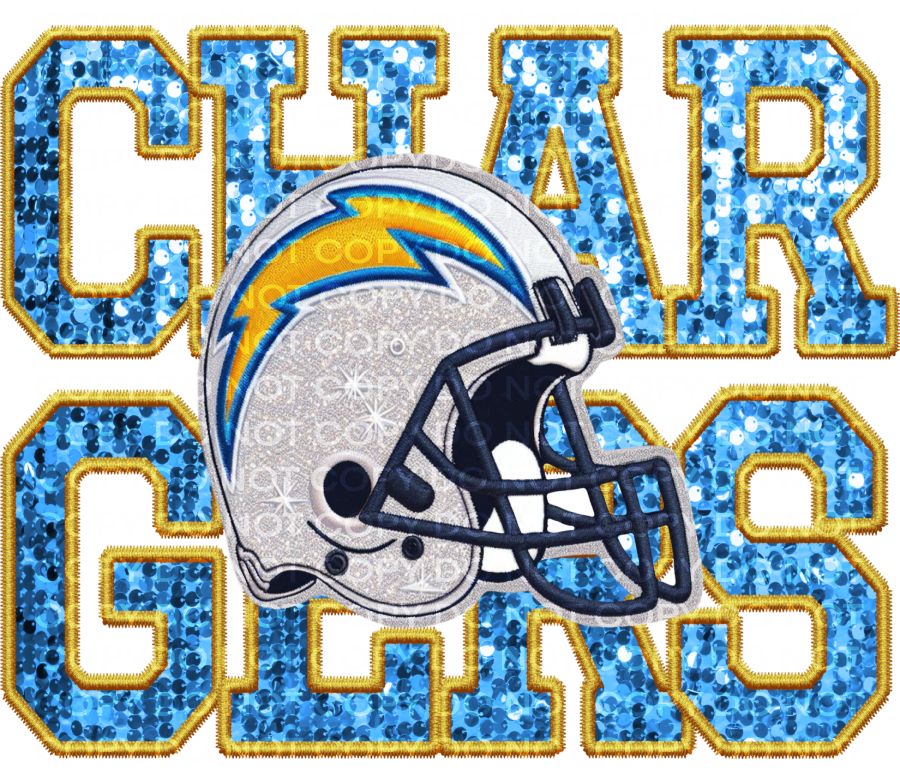 DTF Transfer • LA (Anaheim) Football • Sequin Letters & Helmet