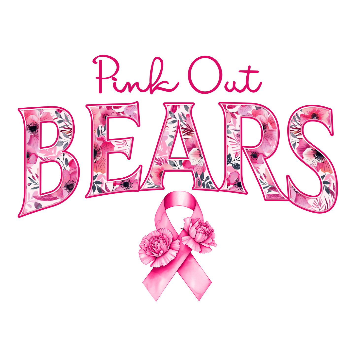 DTF Transfer • Chicago Football • Pink Out Floral + Ribbon
