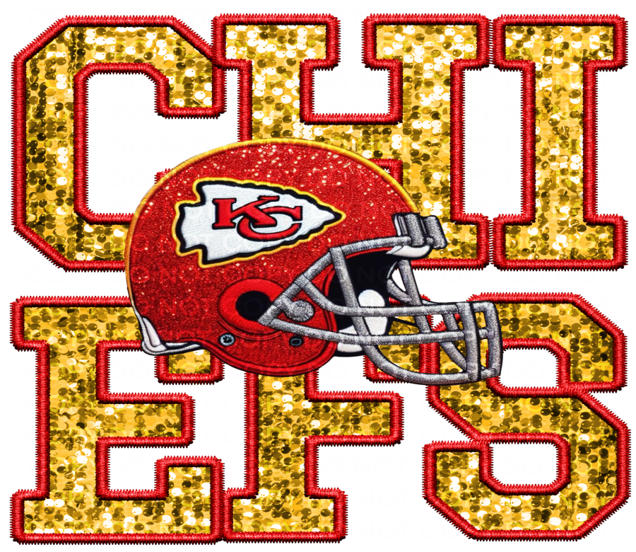 DTF Transfer • Kansas City Football • Sequin Letters & Helmet