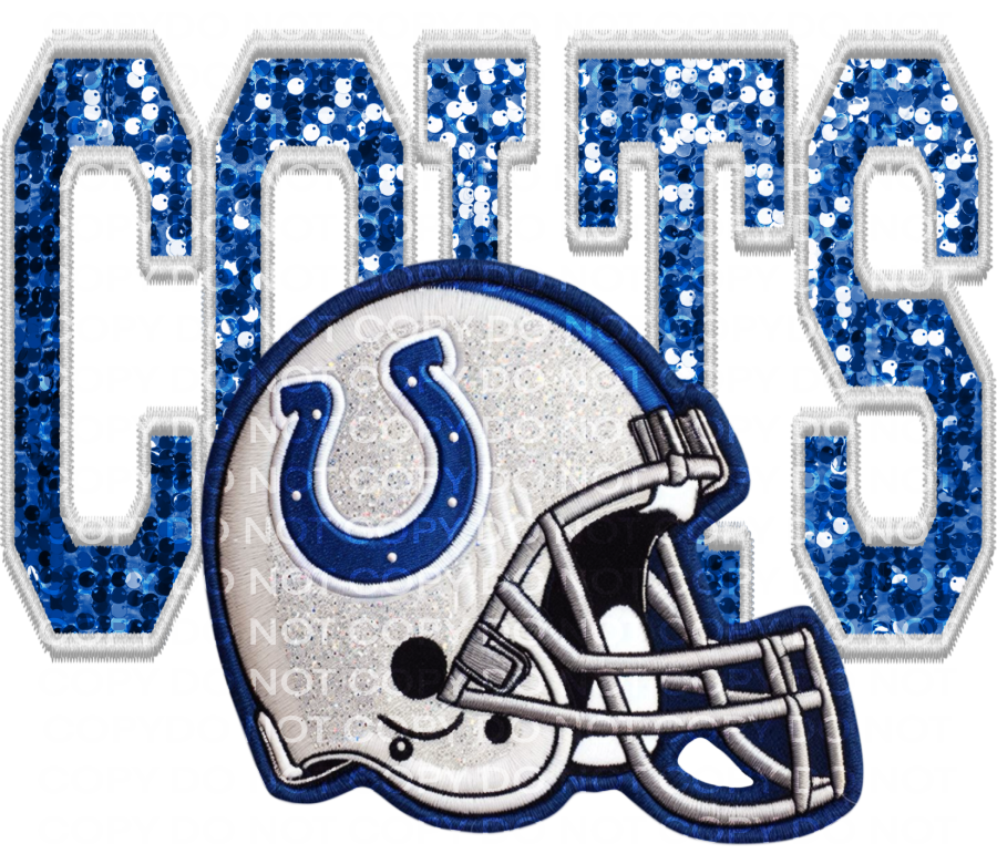 DTF Transfer • Indianapolis Football • Sequin Letters & Helmet