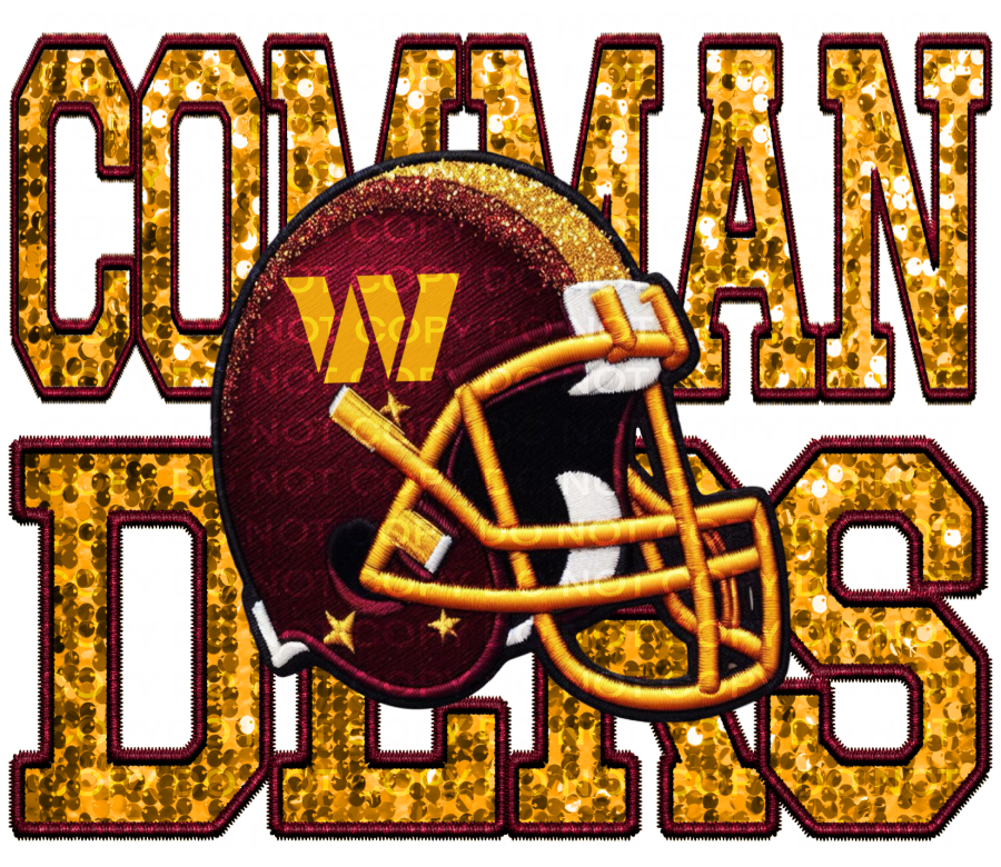 DTF Transfer • Washington Football • Sequin Letters & Helmet