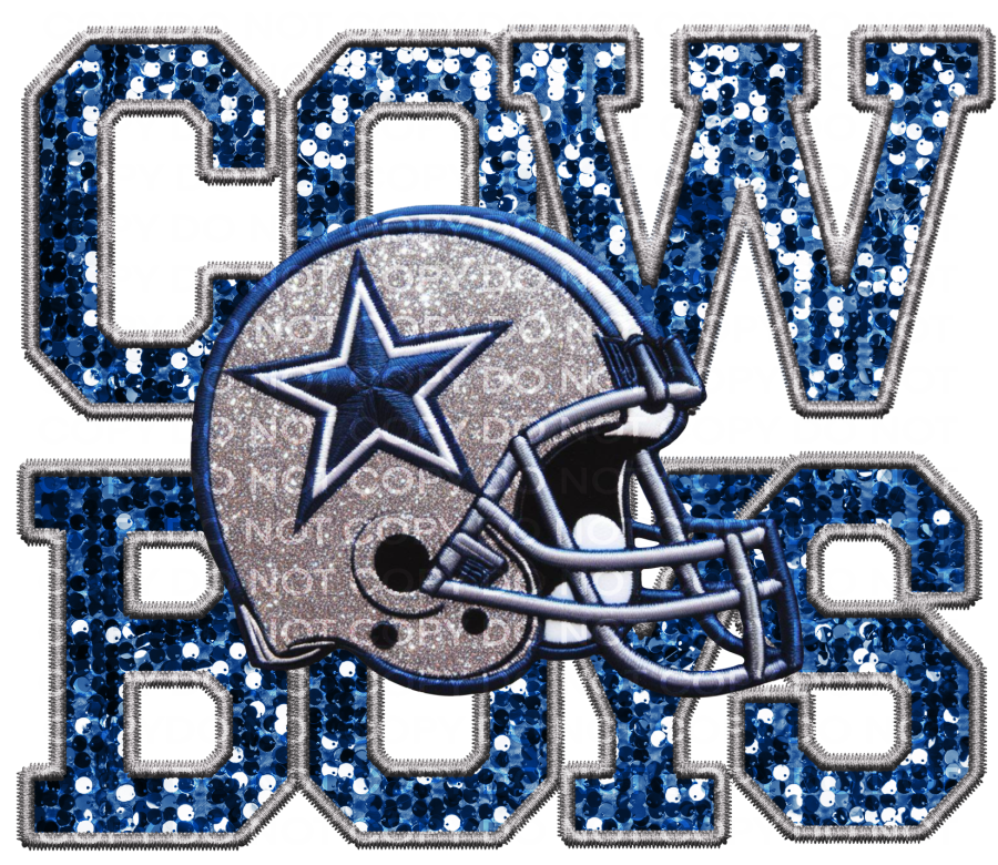 DTF Transfer • Dallas Football • Sequin Letters & Helmet