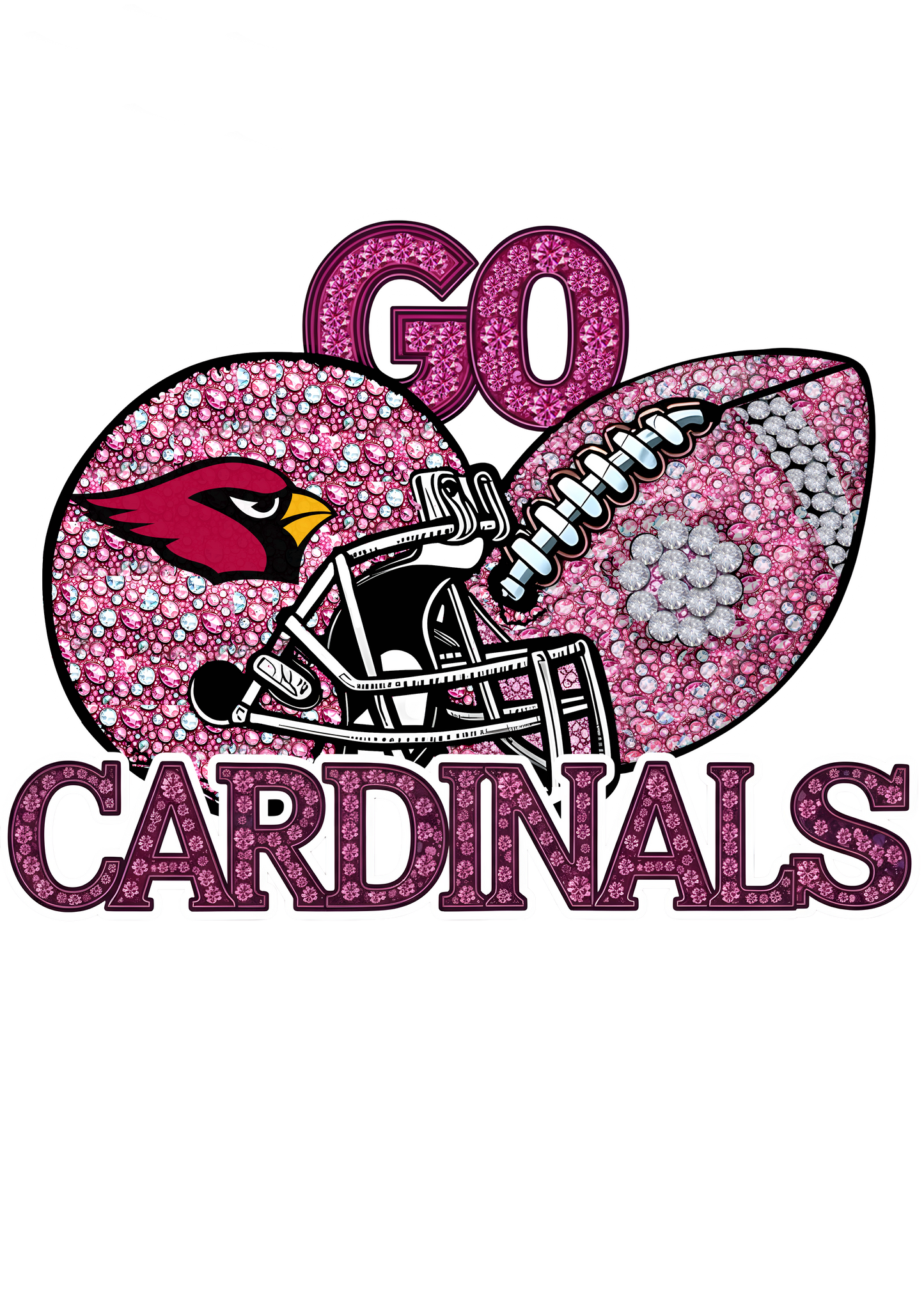 DTF Transfer • Arizona Football • Pink Out Rhinestones (GO) + Helmet & Football