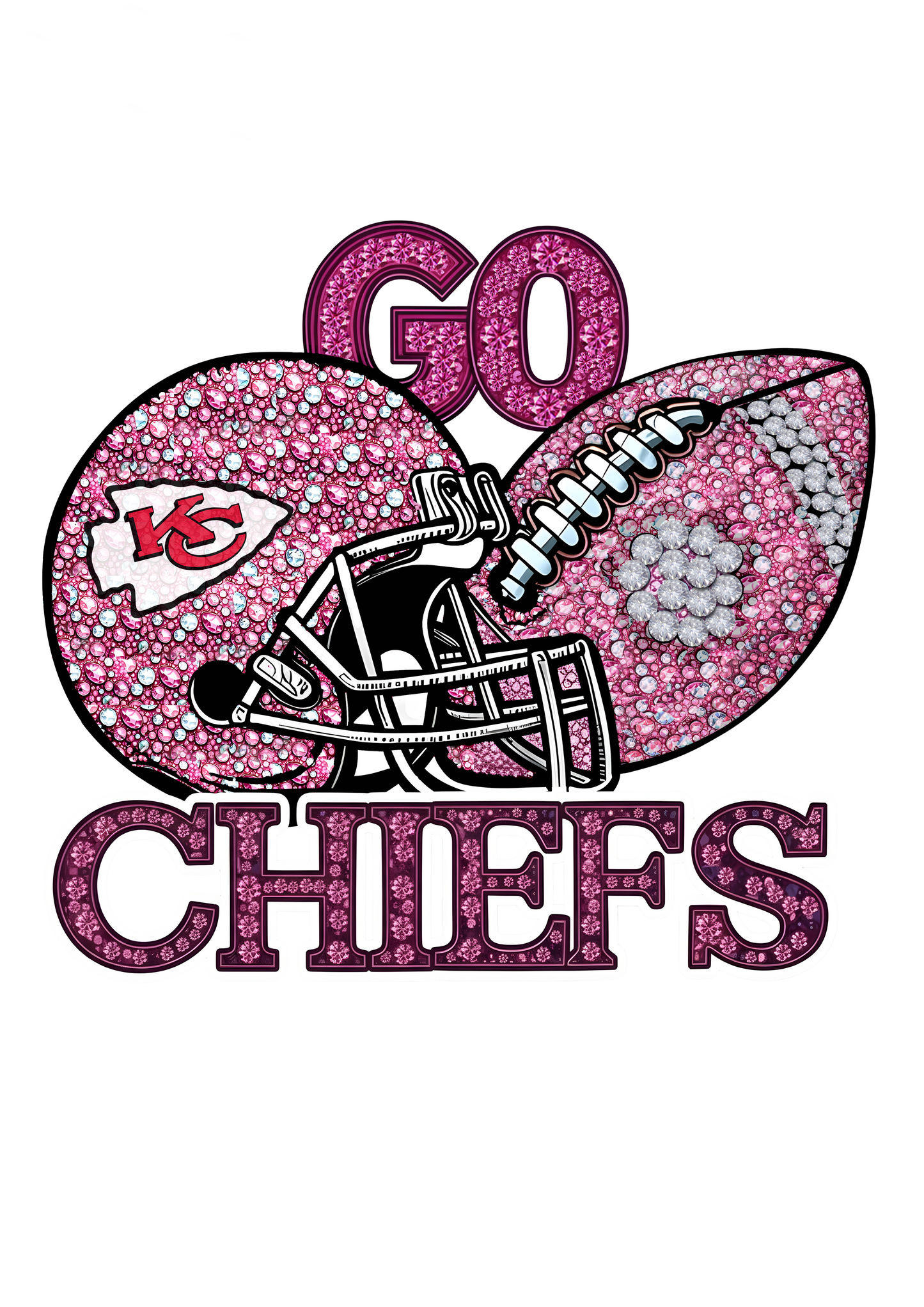 DTF Transfer • Kansas City Football • Pink Out Rhinestones (GO) + Helmet & Football