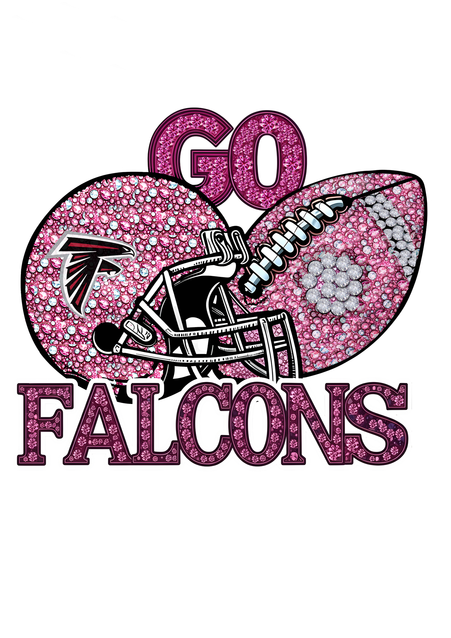 DTF Transfer • Atlanta Football • Pink Out Rhinestones (GO) + Helmet & Football