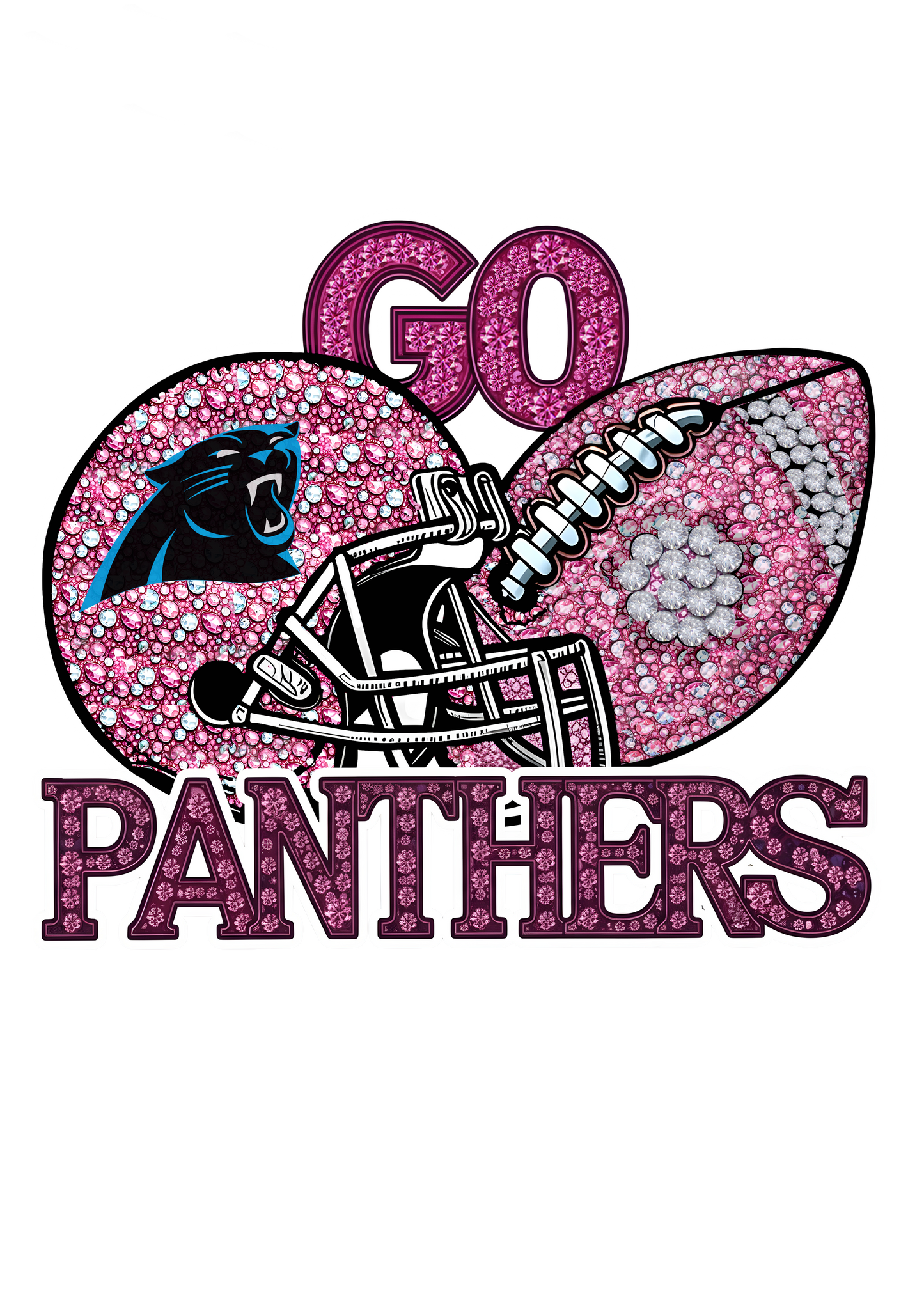 DTF Transfer • Carolina Football • Pink Out Rhinestones (GO) + Helmet & Football
