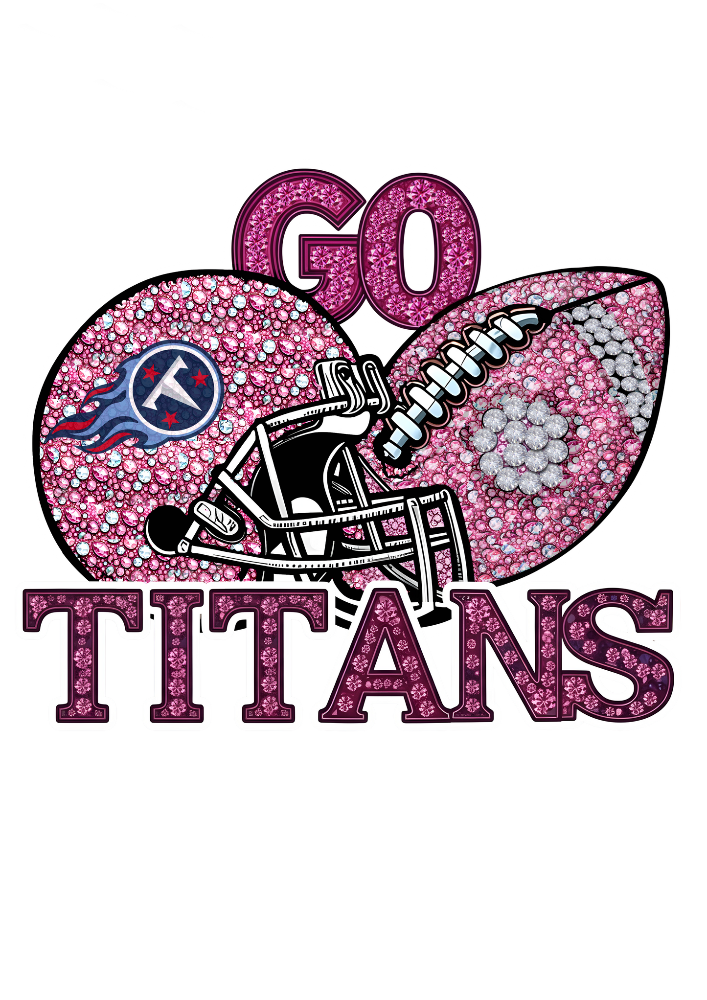DTF Transfer • Tennessee Football • Pink Out Rhinestones (GO) + Helmet & Football