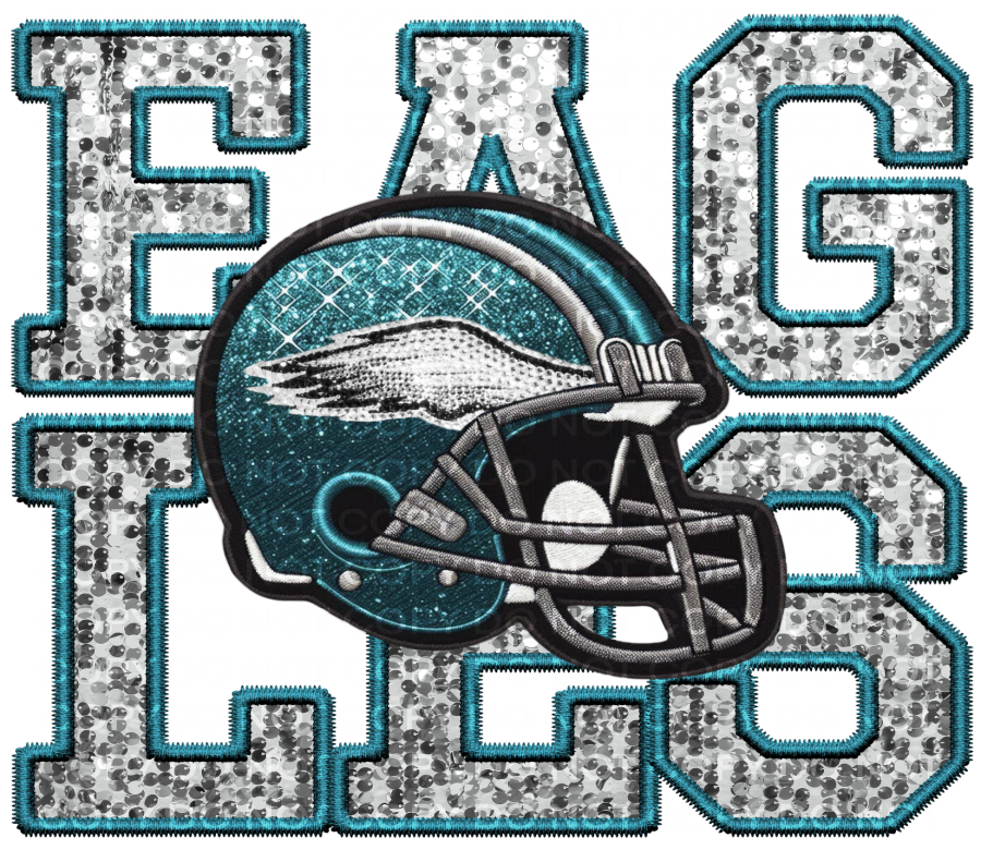 DTF Transfer • Philly Football • Sequin Letters & Helmet