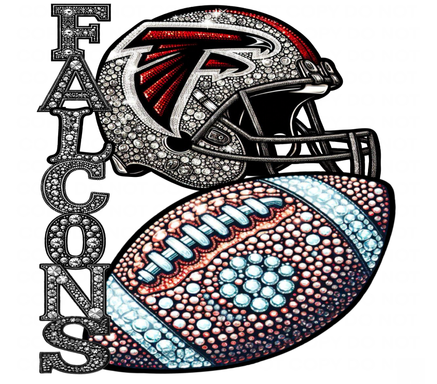DTF Transfer • Atlanta Football • Rhinestone Letters (stacked) + Helmet & Football