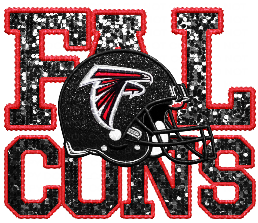 DTF Transfer • Atlanta Football • Sequin Letters & Helmet