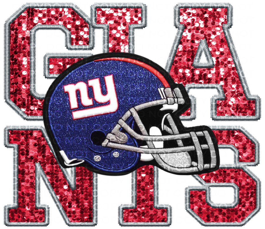 DTF Transfer • NYG Football • Sequin Letters & Helmet