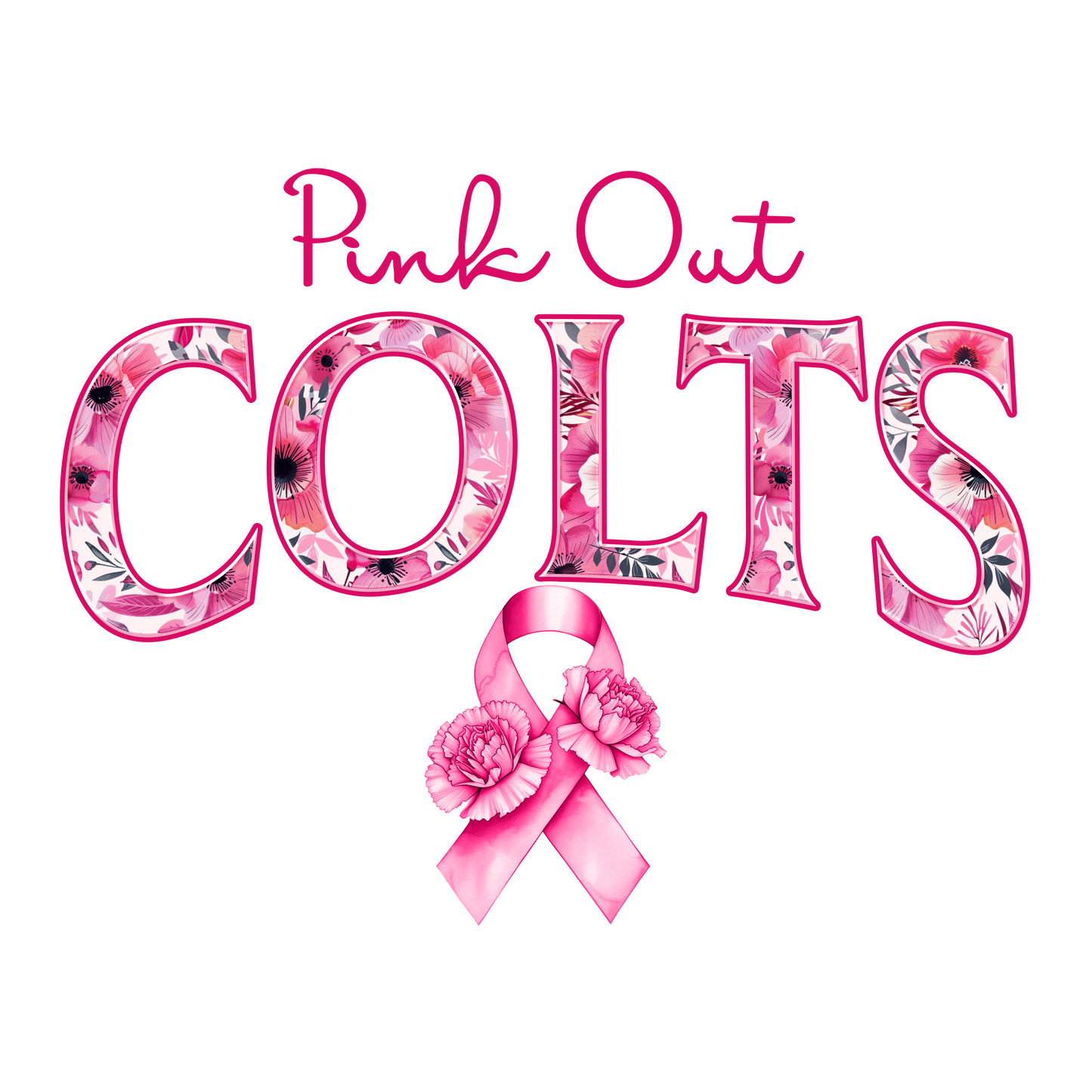 DTF Transfer • Indianapolis Football • Pink Out Floral + Ribbon
