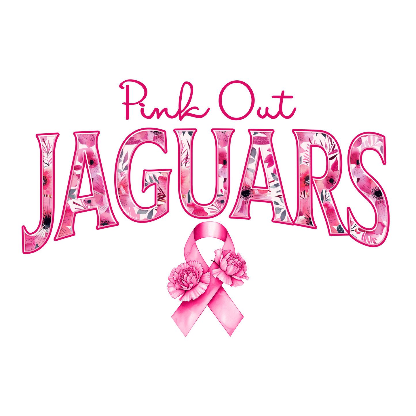 DTF Transfer • Jacksonville Football • Pink Out Floral + Ribbon