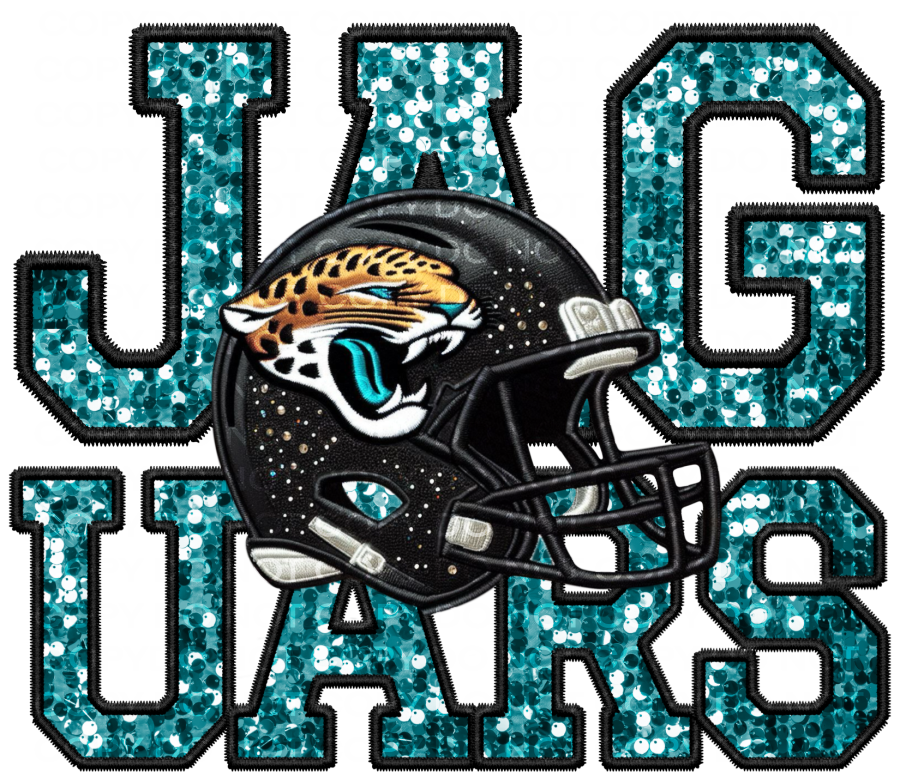 DTF Transfer • Jacksonville Football • Sequin Letters & Helmet