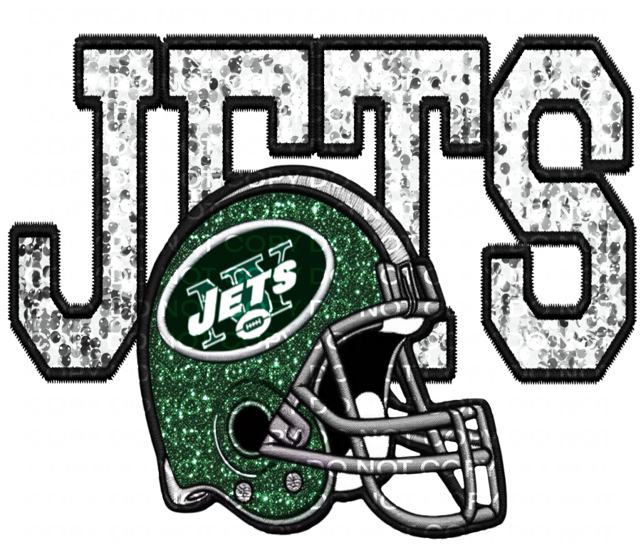 DTF Transfer • NYJ Football • Sequin Letters & Helmet