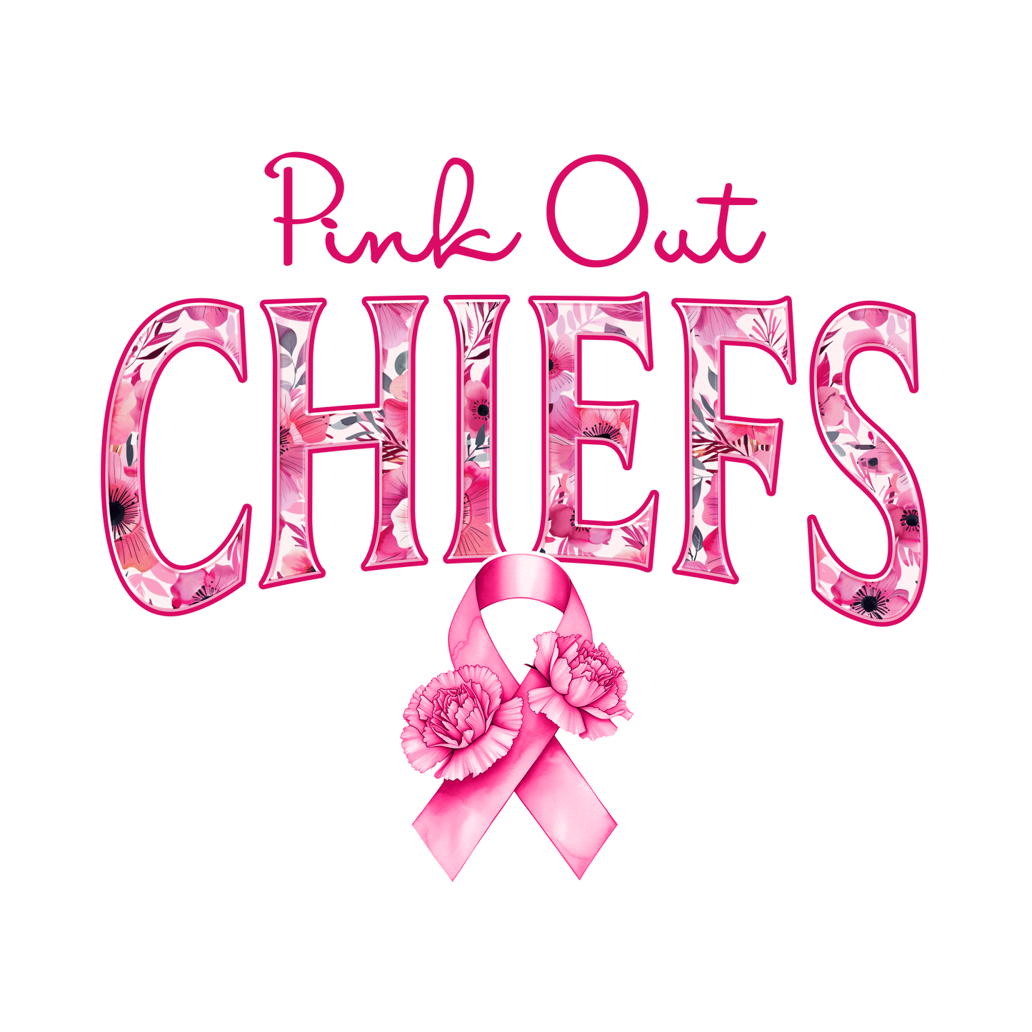 DTF Transfer • Kansas City Football • Pink Out Floral + Ribbon