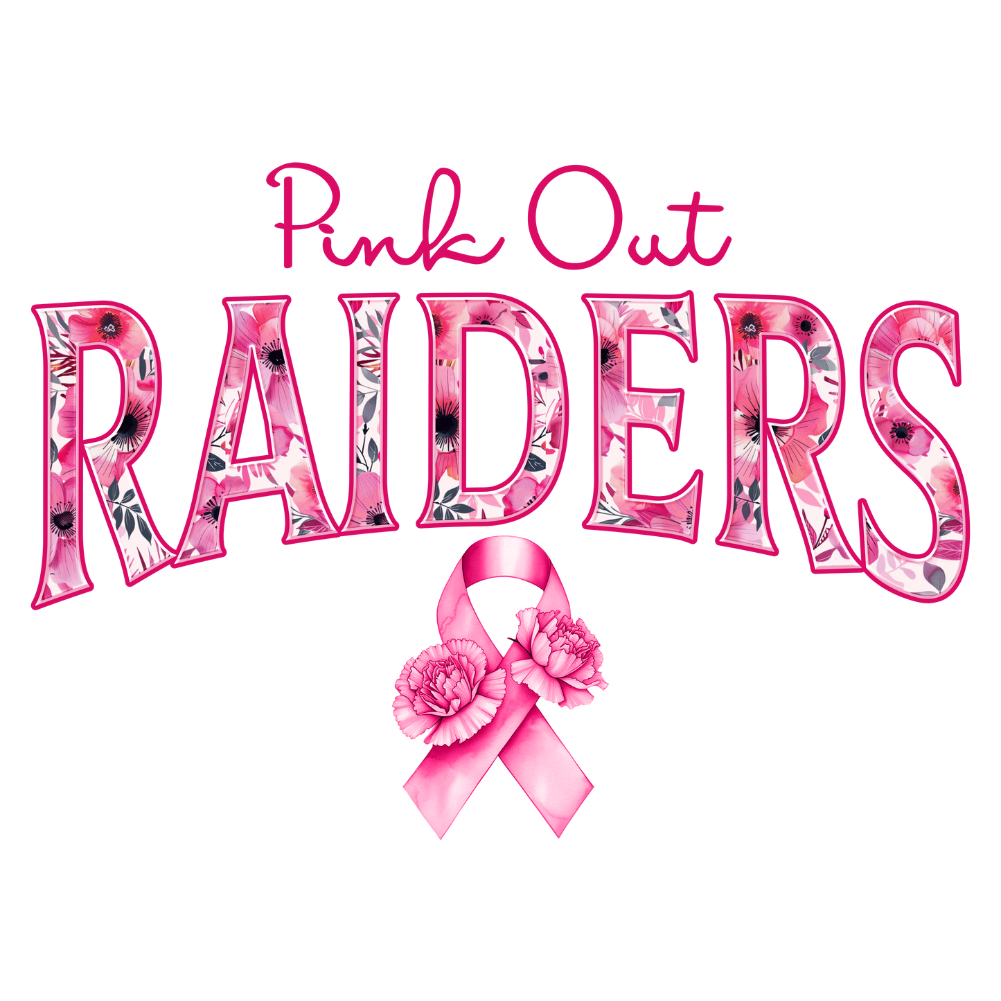 DTF Transfer • Las Vegas Football • Pink Out Floral + Ribbon