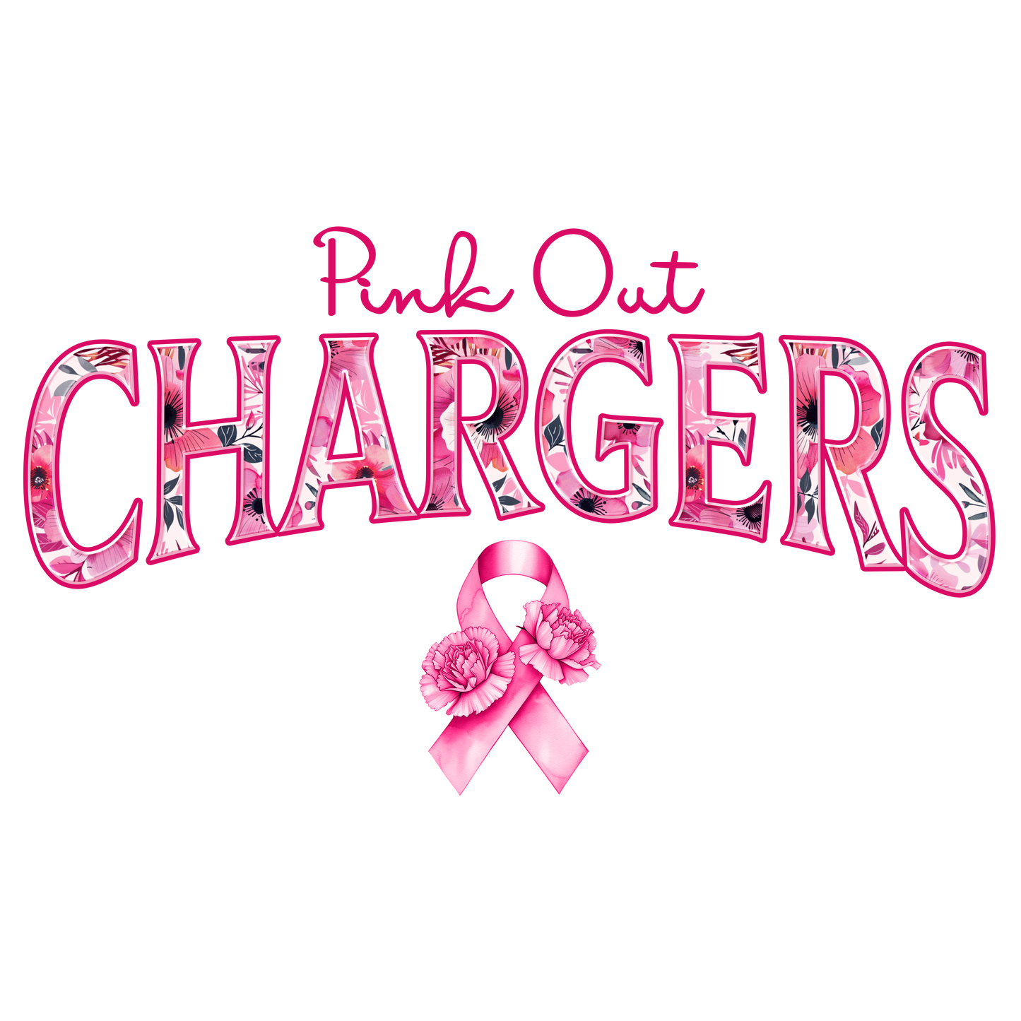 DTF Transfer • Chargers Football • Pink Out Floral + Ribbon