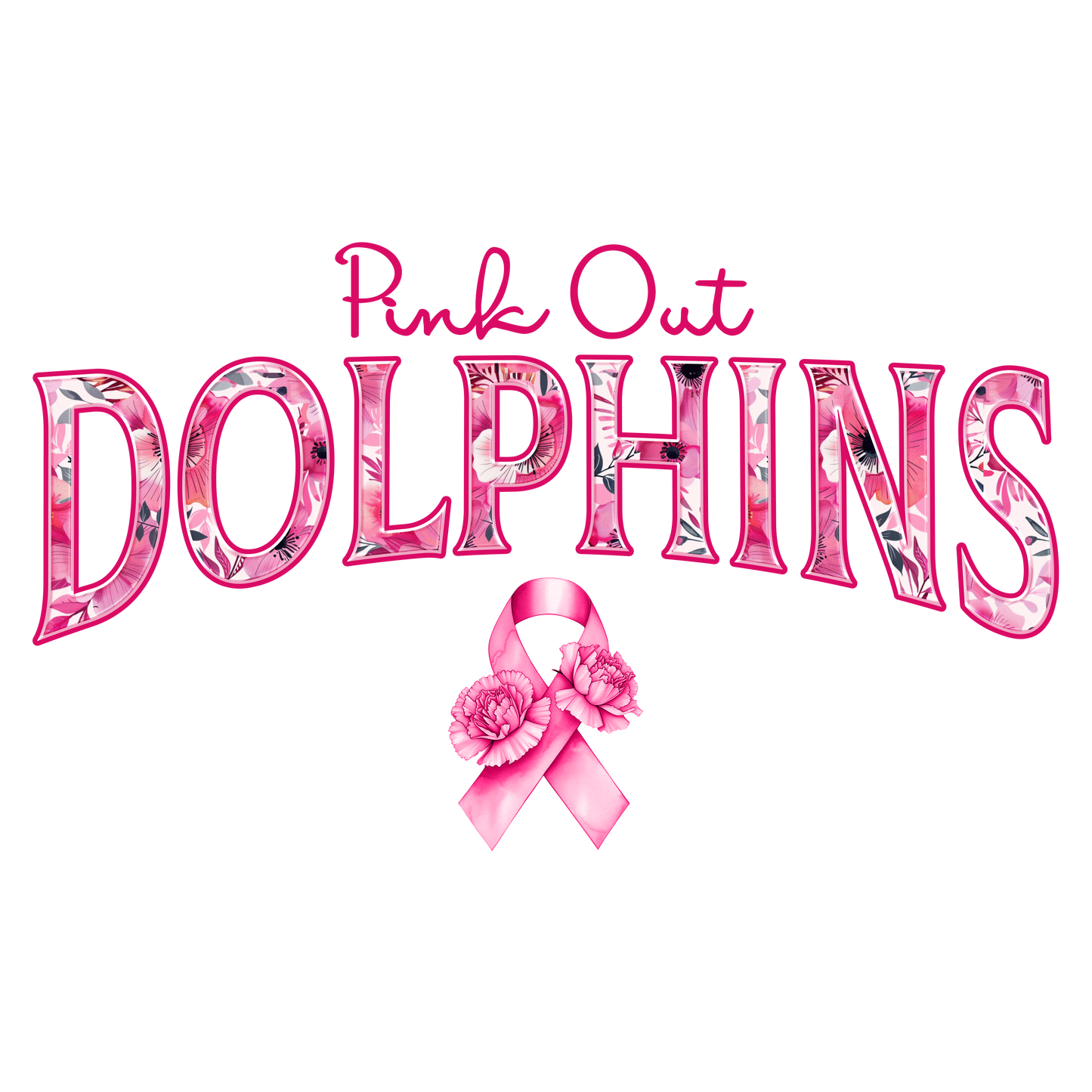 DTF Transfer • Miami Football • Pink Out Floral + Ribbon