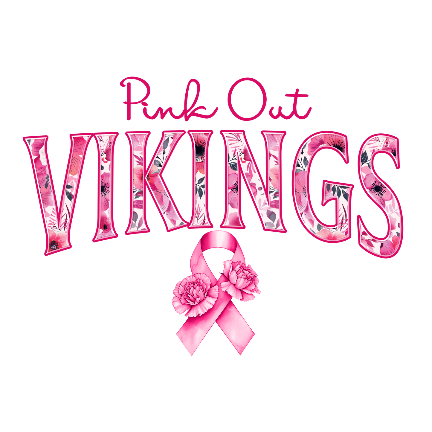 DTF Transfer • Minnesota Football • Pink Out Floral + Ribbon