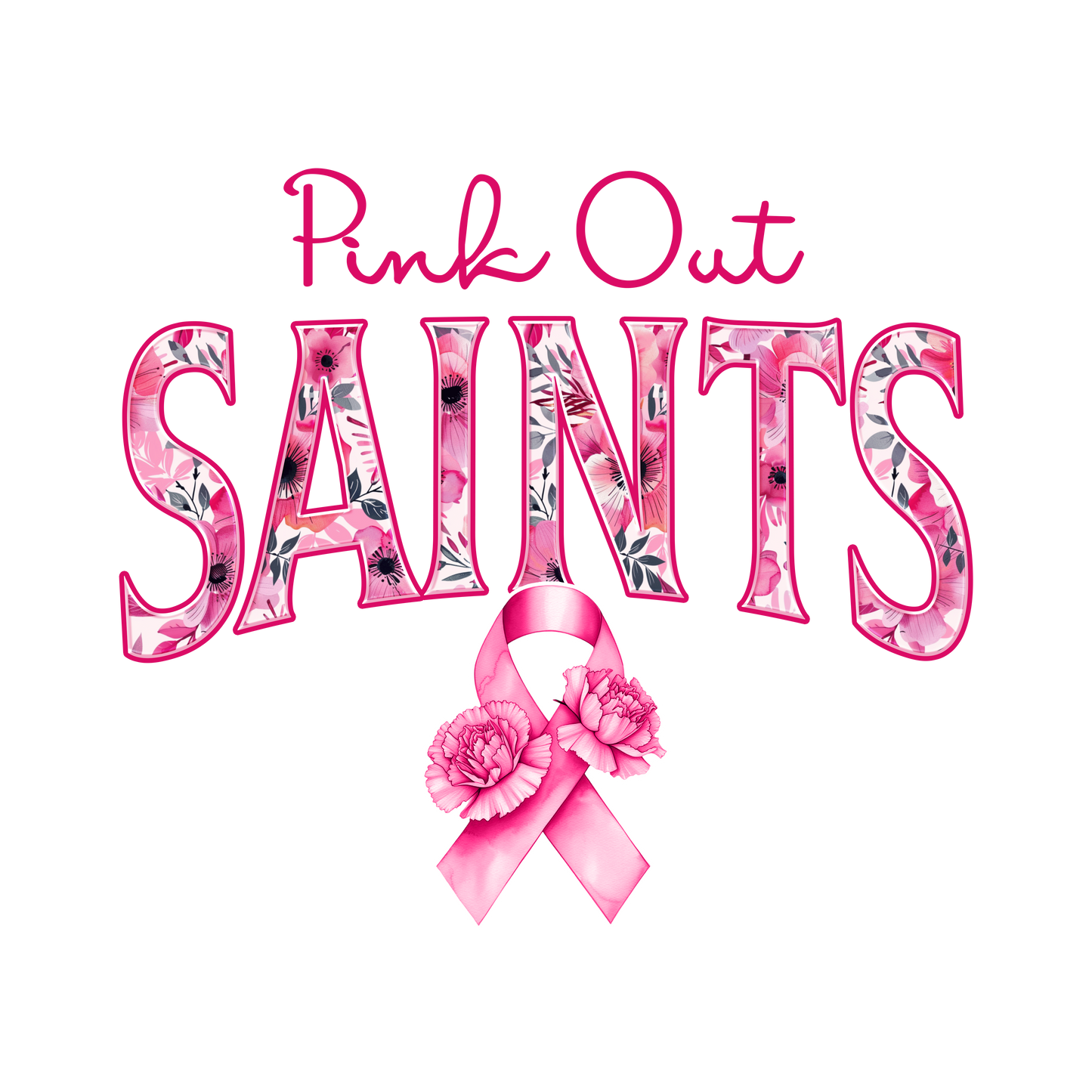 DTF Transfer • New Orleans Football • Pink Out Floral + Ribbon