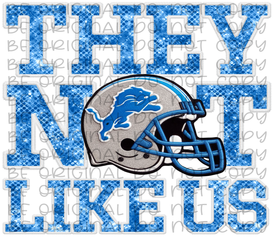 DTF Transfer • Detroit Football • They Not Like Us (sequins)